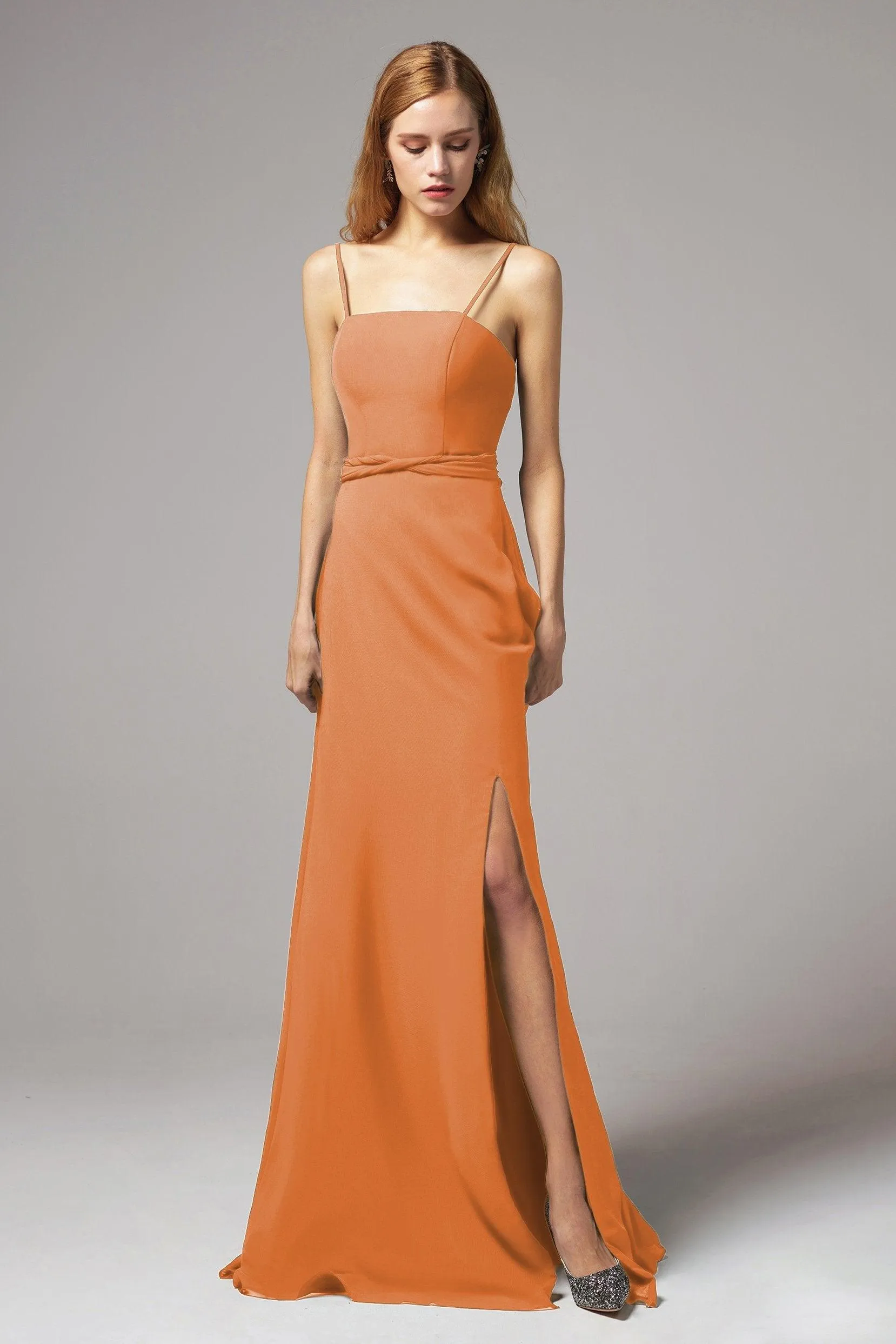 A-Line Floor Length Chiffon Bridesmaid Dress CB0414