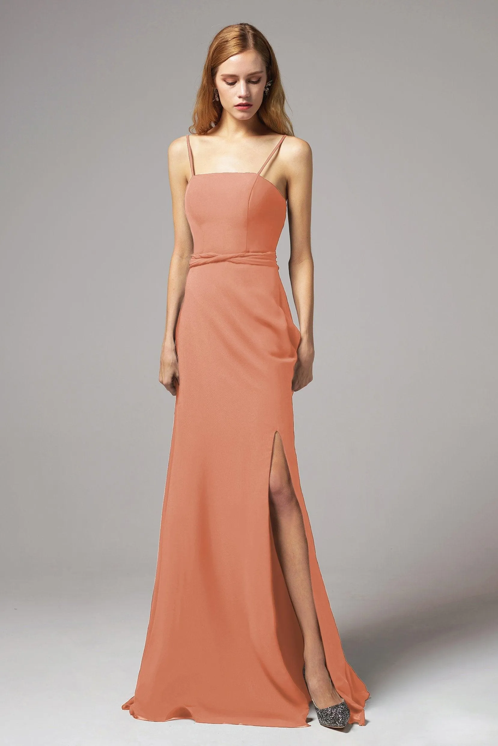 A-Line Floor Length Chiffon Bridesmaid Dress CB0414