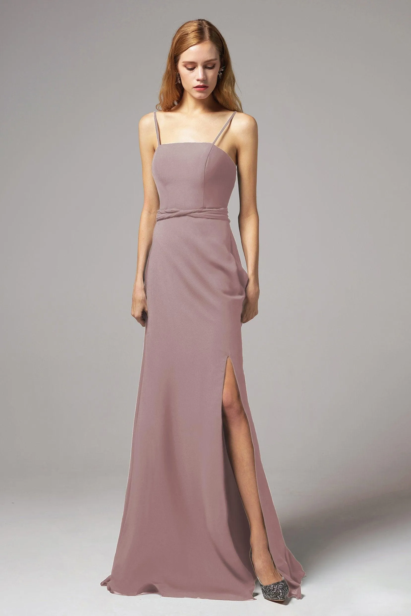 A-Line Floor Length Chiffon Bridesmaid Dress CB0414