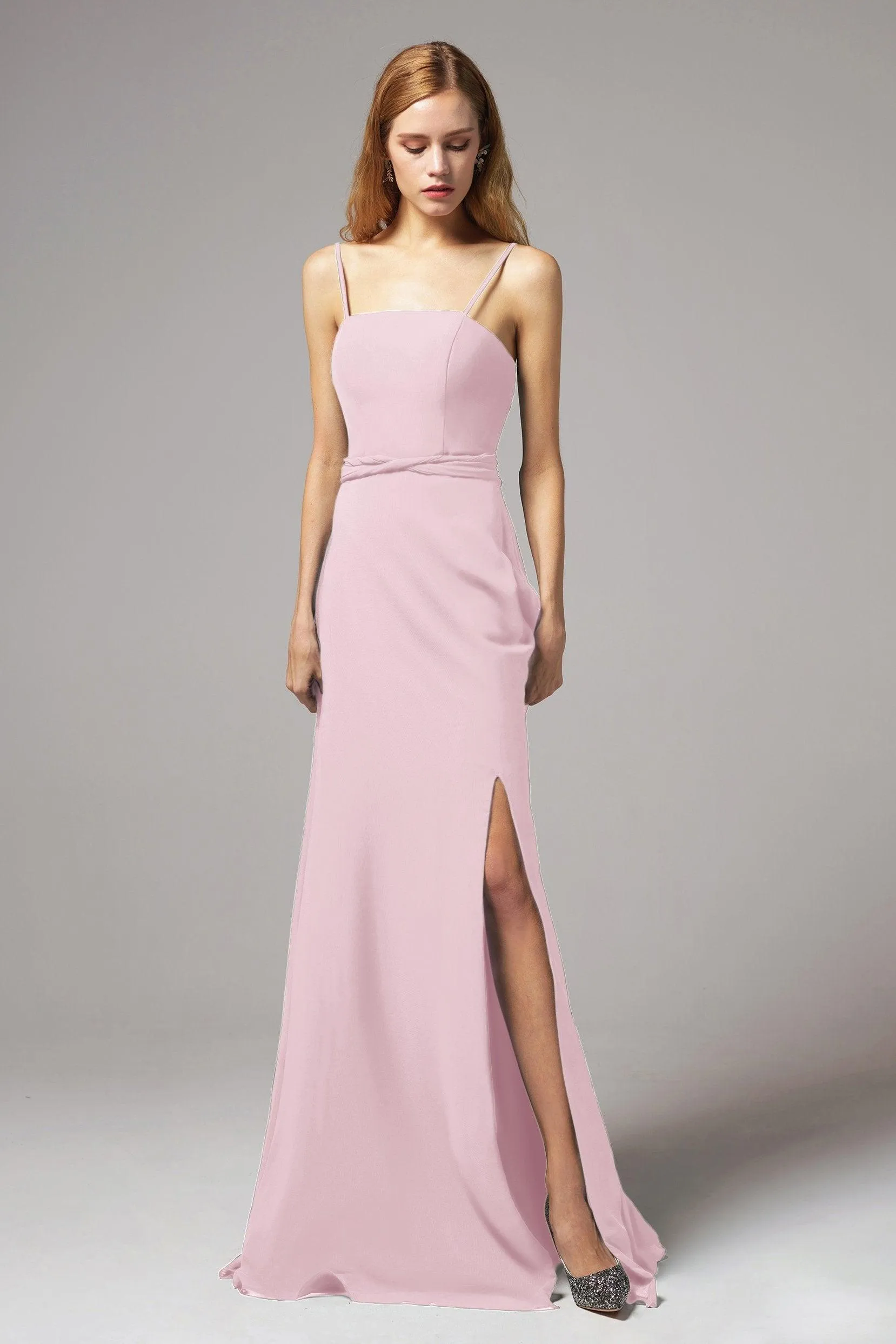 A-Line Floor Length Chiffon Bridesmaid Dress CB0414