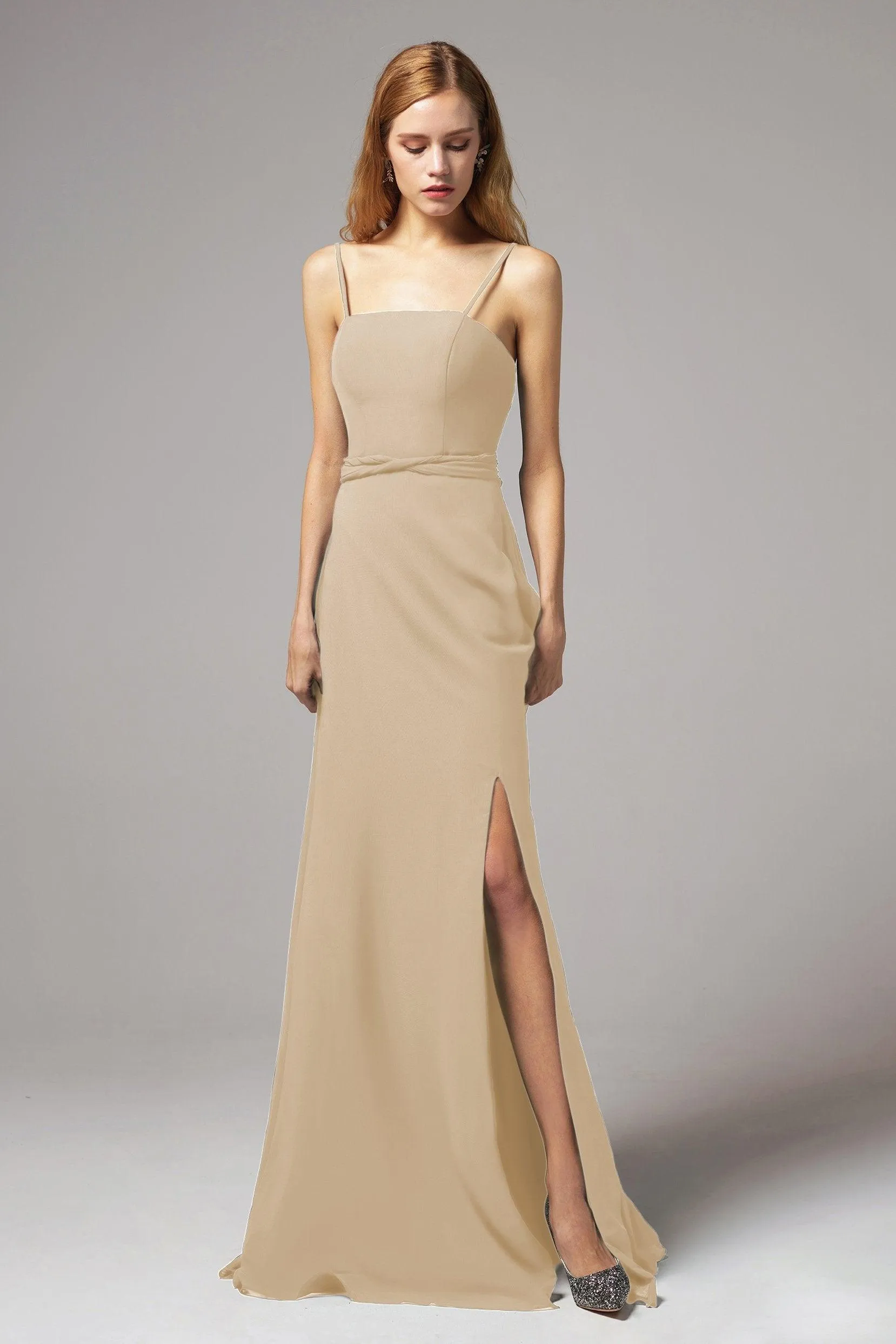 A-Line Floor Length Chiffon Bridesmaid Dress CB0414