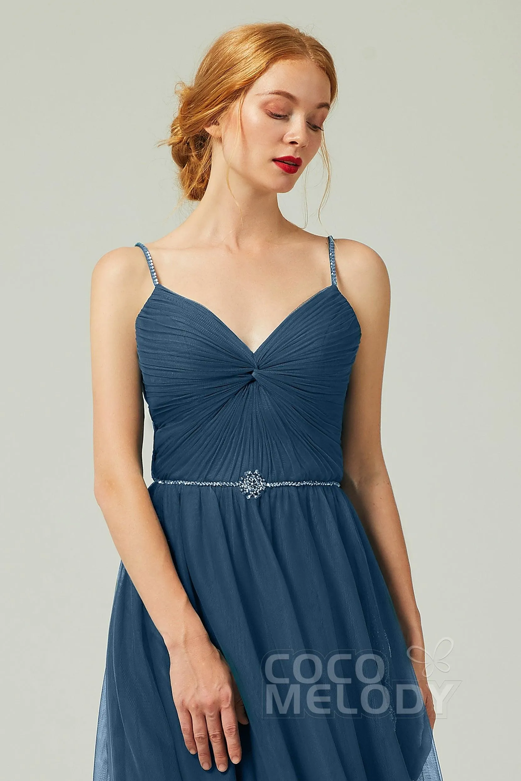 A-Line Floor Length Tulle Bridesmaid Dress CB0327