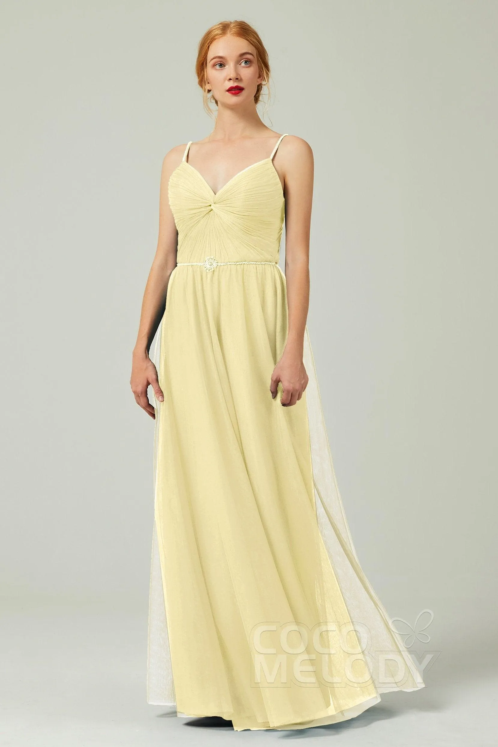 A-Line Floor Length Tulle Bridesmaid Dress CB0327
