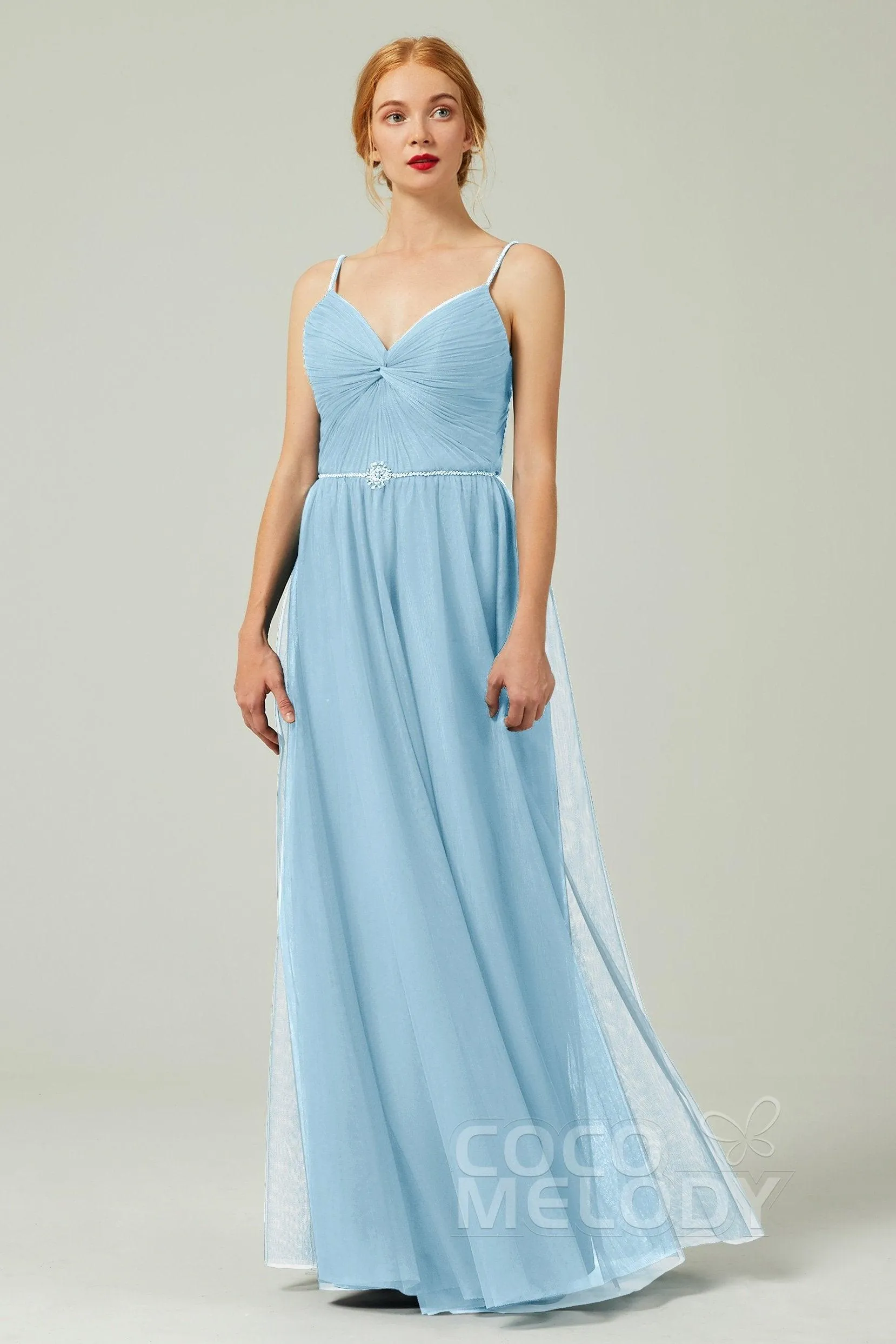 A-Line Floor Length Tulle Bridesmaid Dress CB0327