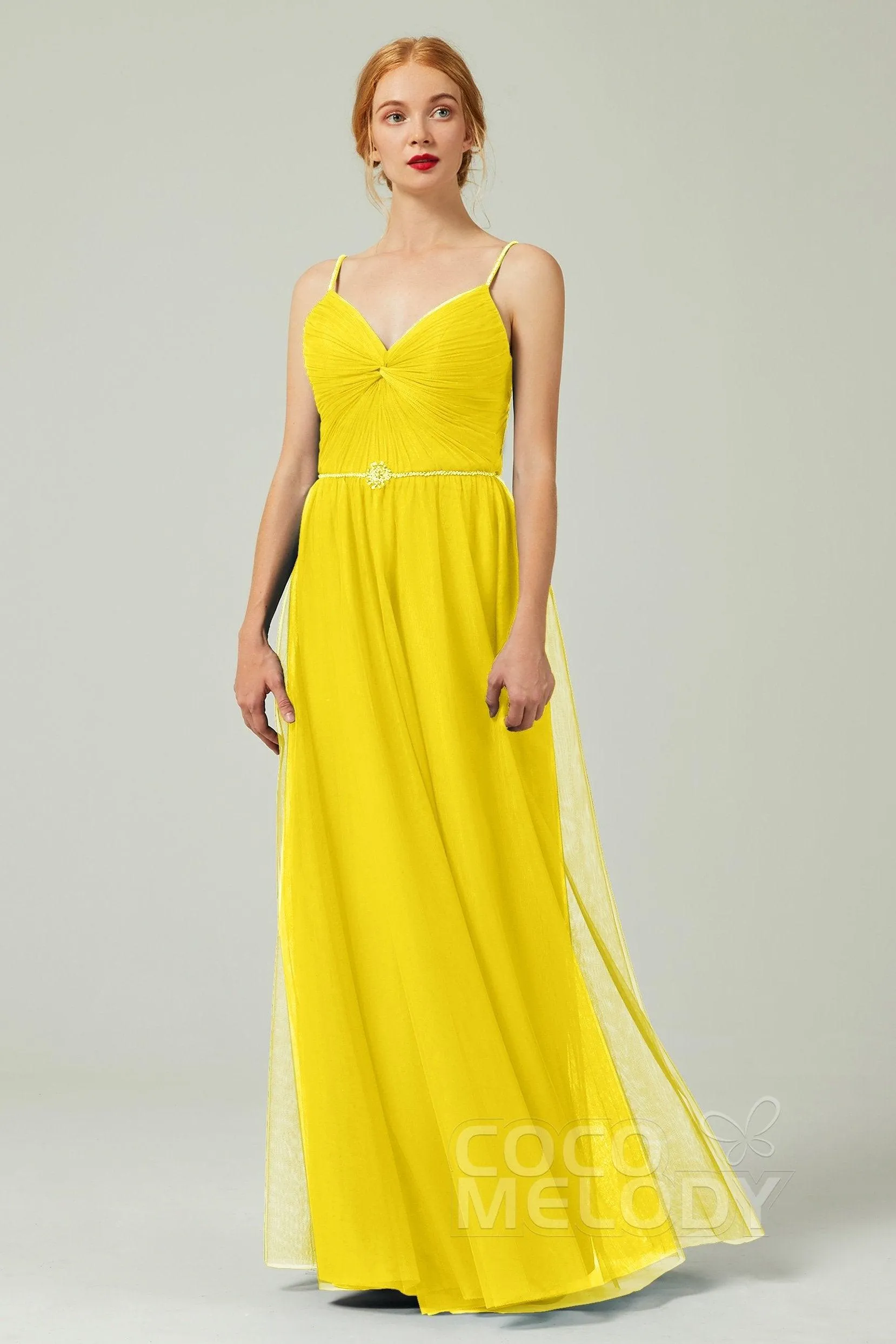A-Line Floor Length Tulle Bridesmaid Dress CB0327