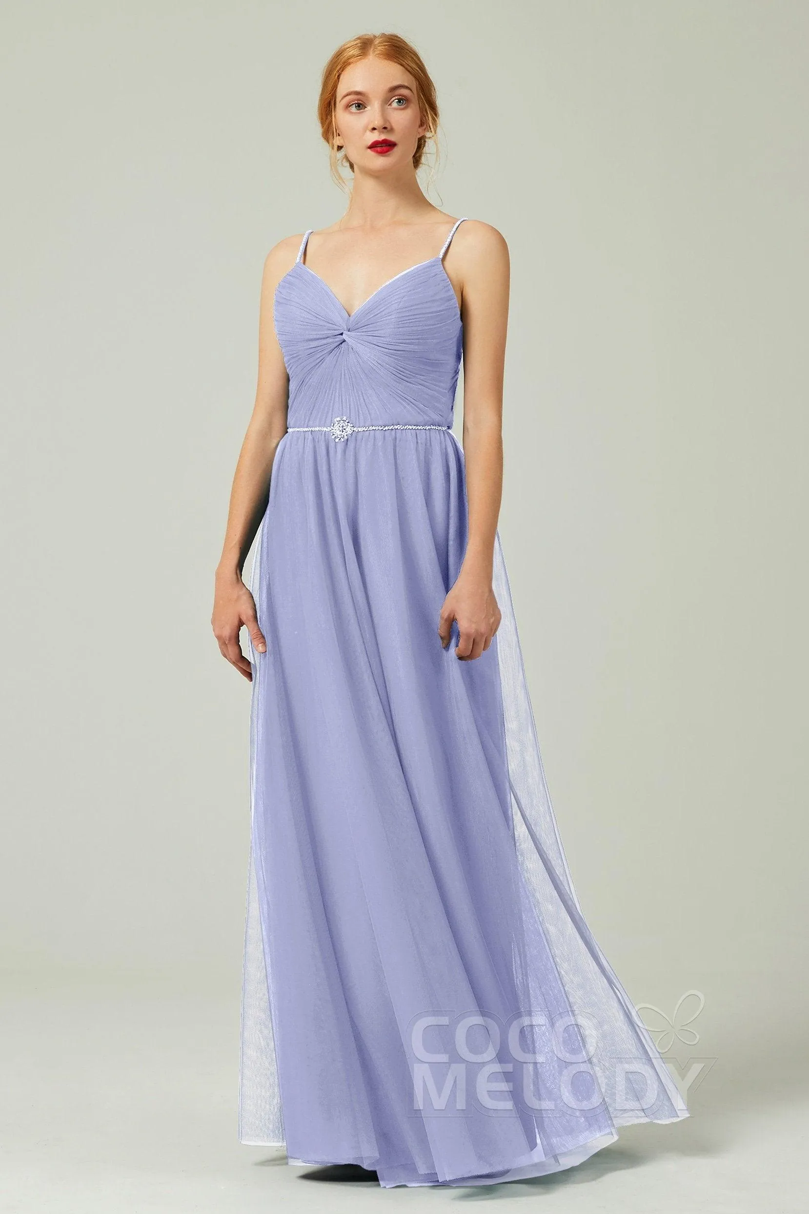 A-Line Floor Length Tulle Bridesmaid Dress CB0327