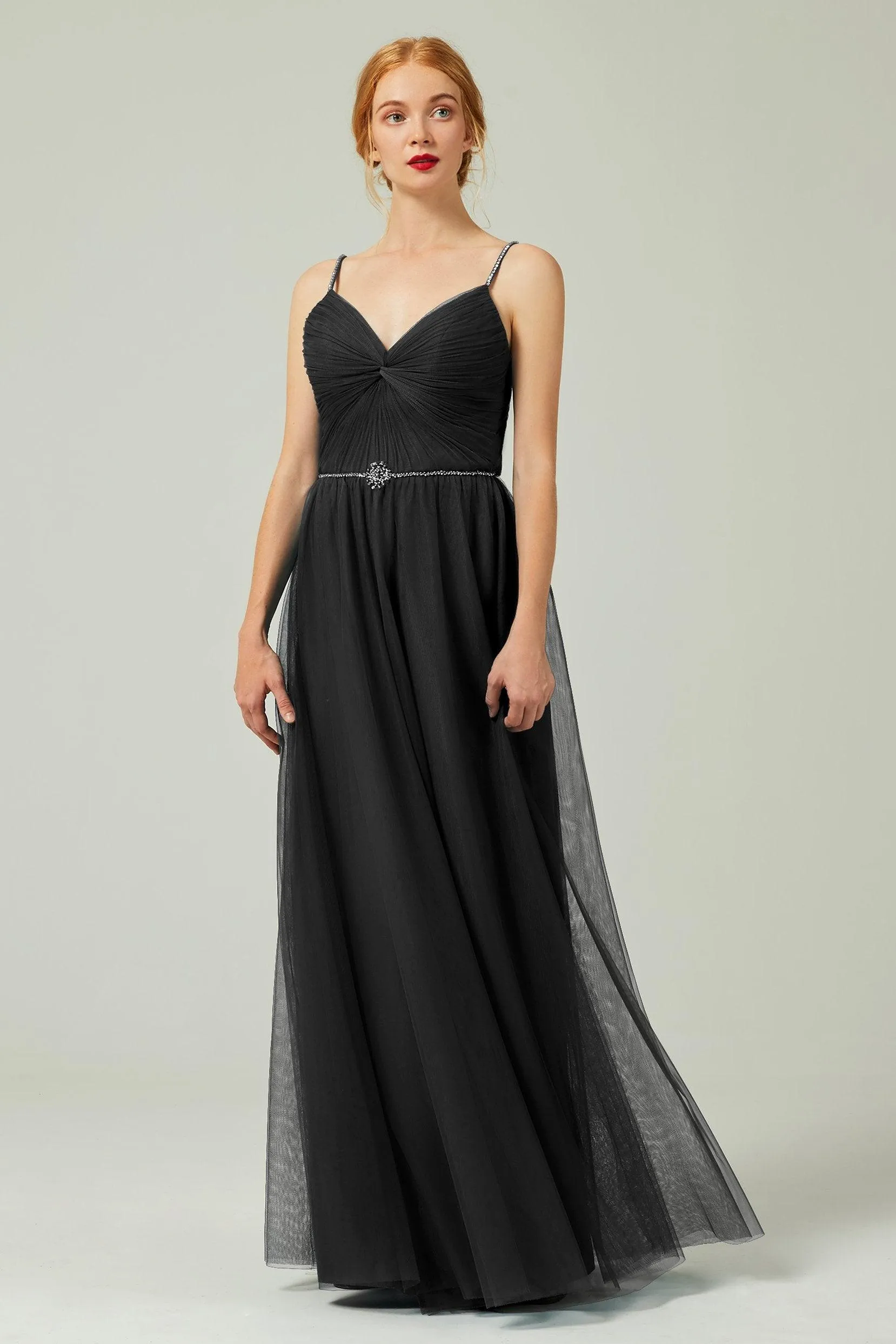 A-Line Floor Length Tulle Bridesmaid Dress CB0327