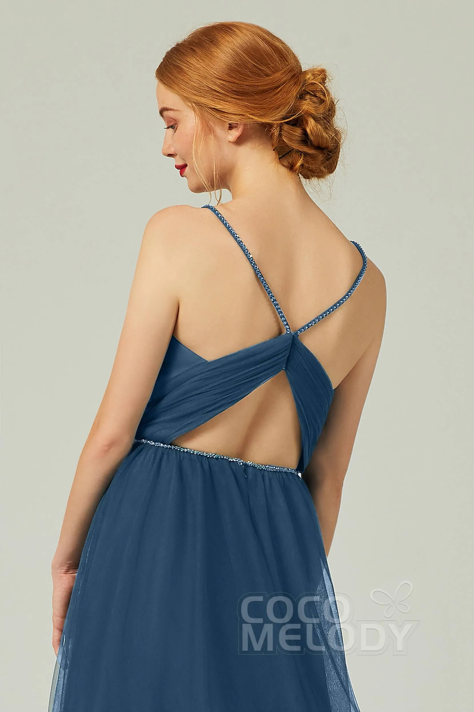 A-Line Floor Length Tulle Bridesmaid Dress CB0327