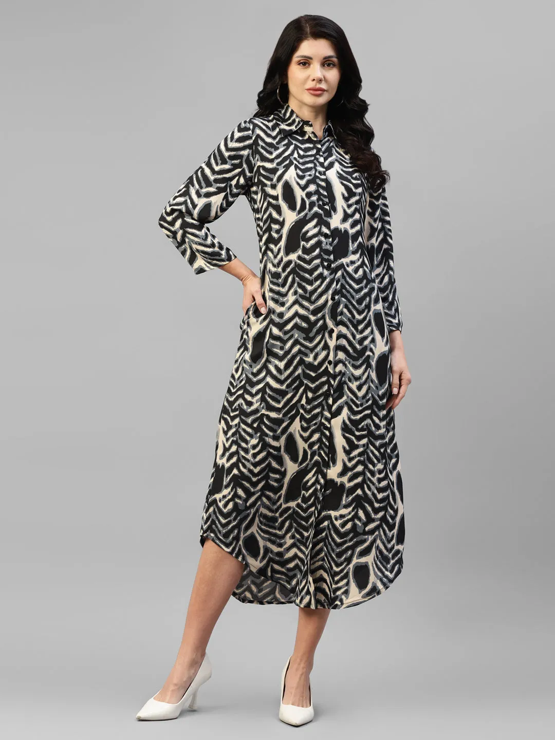 Animal Printed Summer Cool Women's Shirt Dress