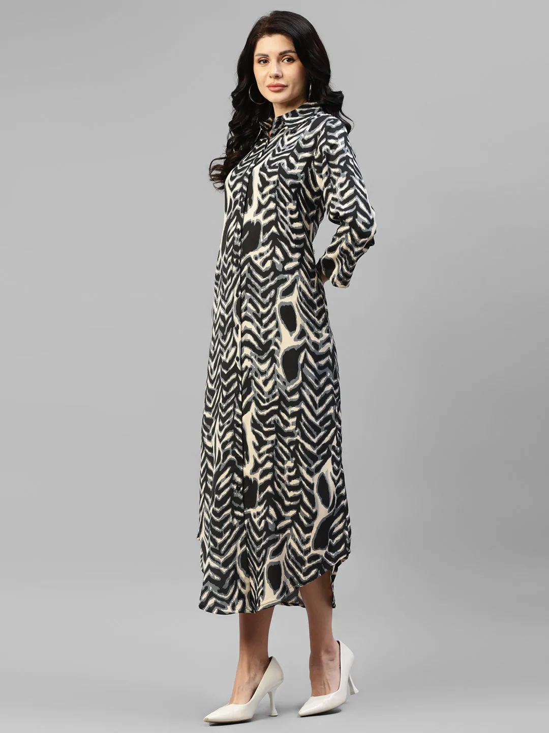 Animal Printed Summer Cool Women's Shirt Dress