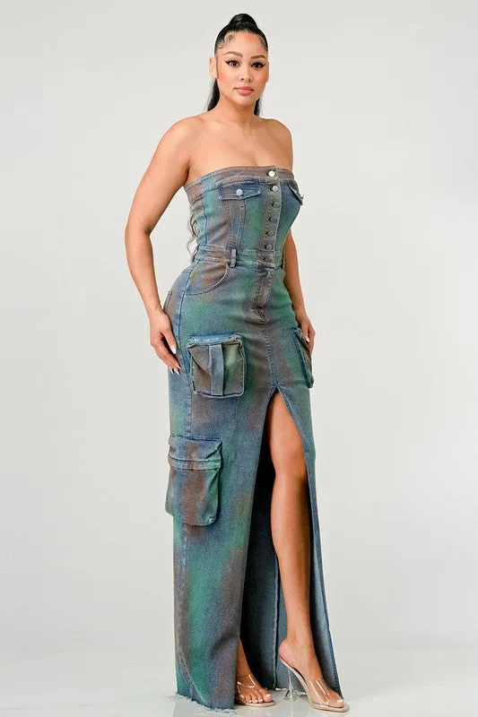 Athina Vintage Hand Washed Button Up Slit Dress
