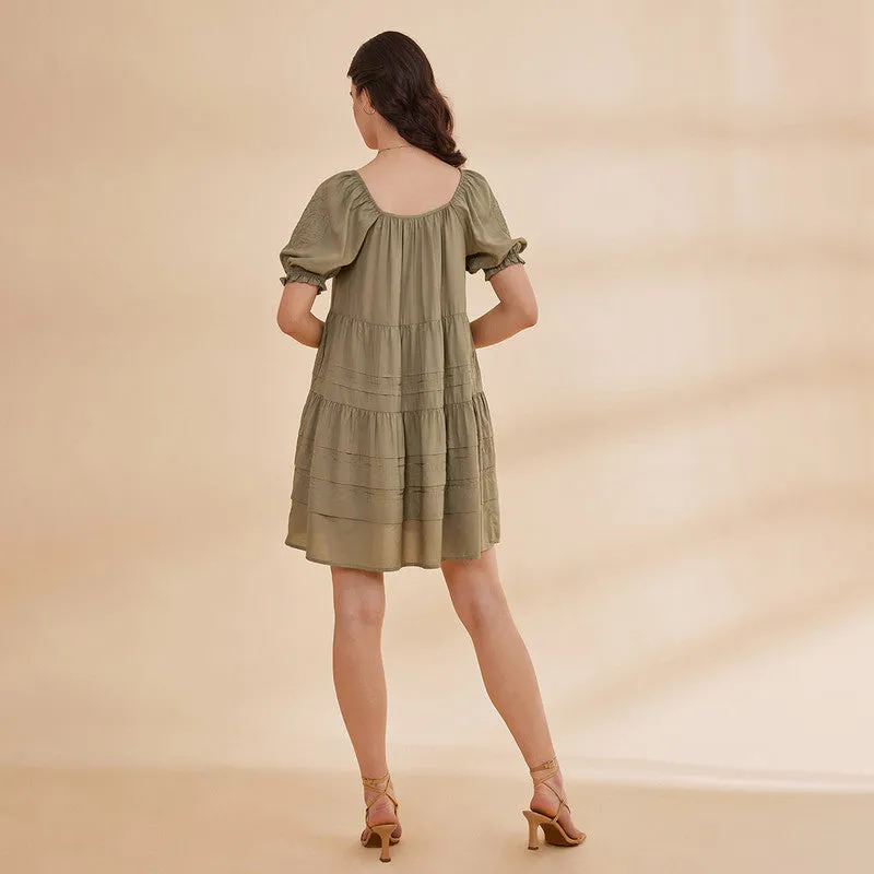 Bamboo Bemberg Short Dress for Women | Sage Green