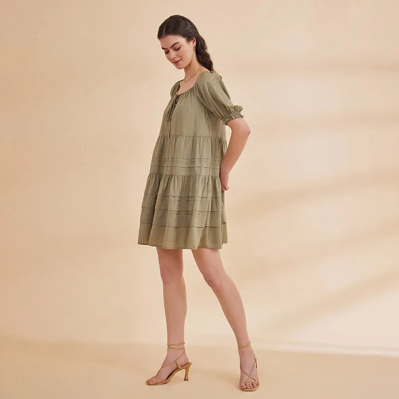 Bamboo Bemberg Short Dress for Women | Sage Green