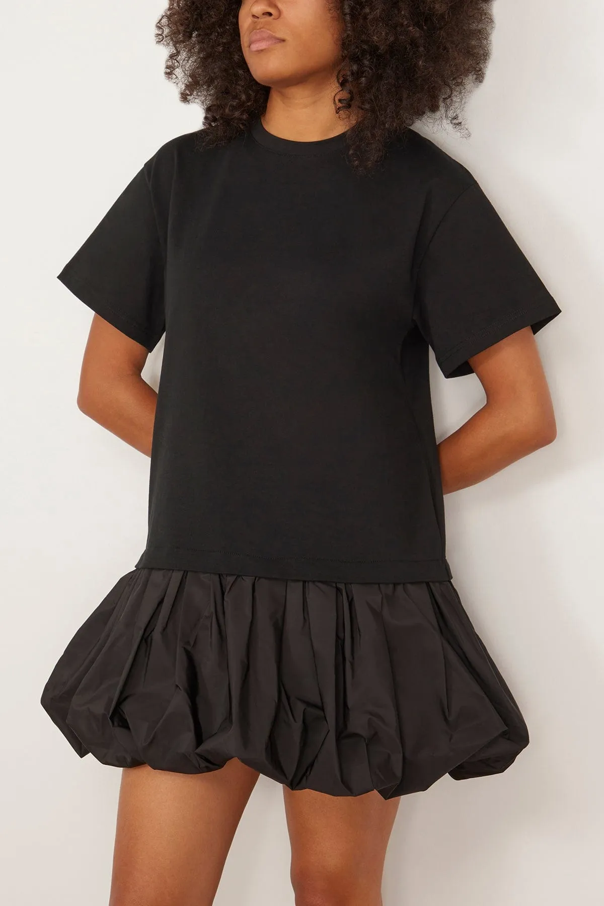 Belen Taffeta T-Shirt Bubble Dress in Navy