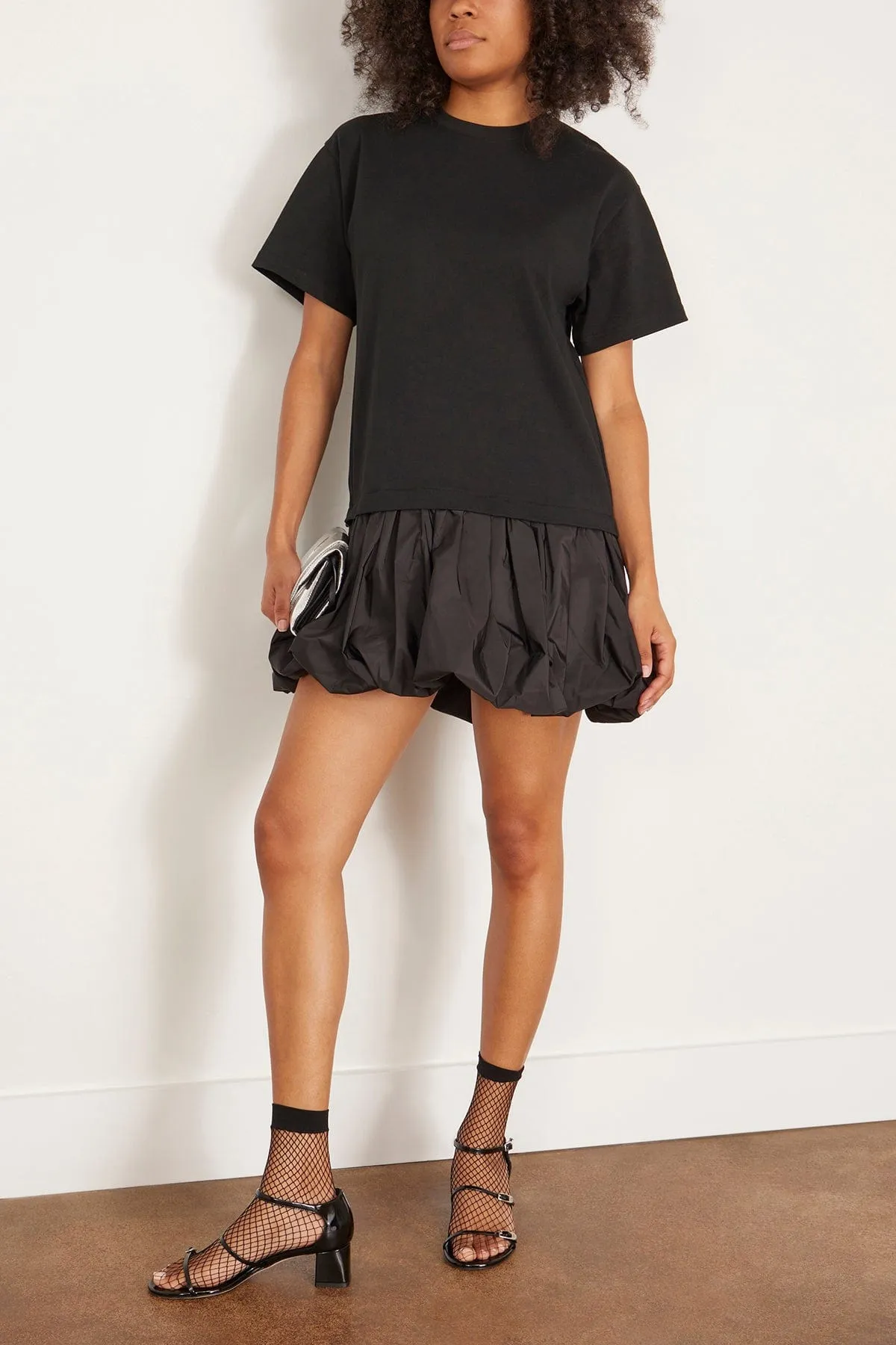 Belen Taffeta T-Shirt Bubble Dress in Navy