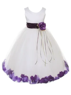 Big Girls Ivory With Sash Petal Junior Bridesmaid Plus Size Dress, Sizes 16.5-20.5