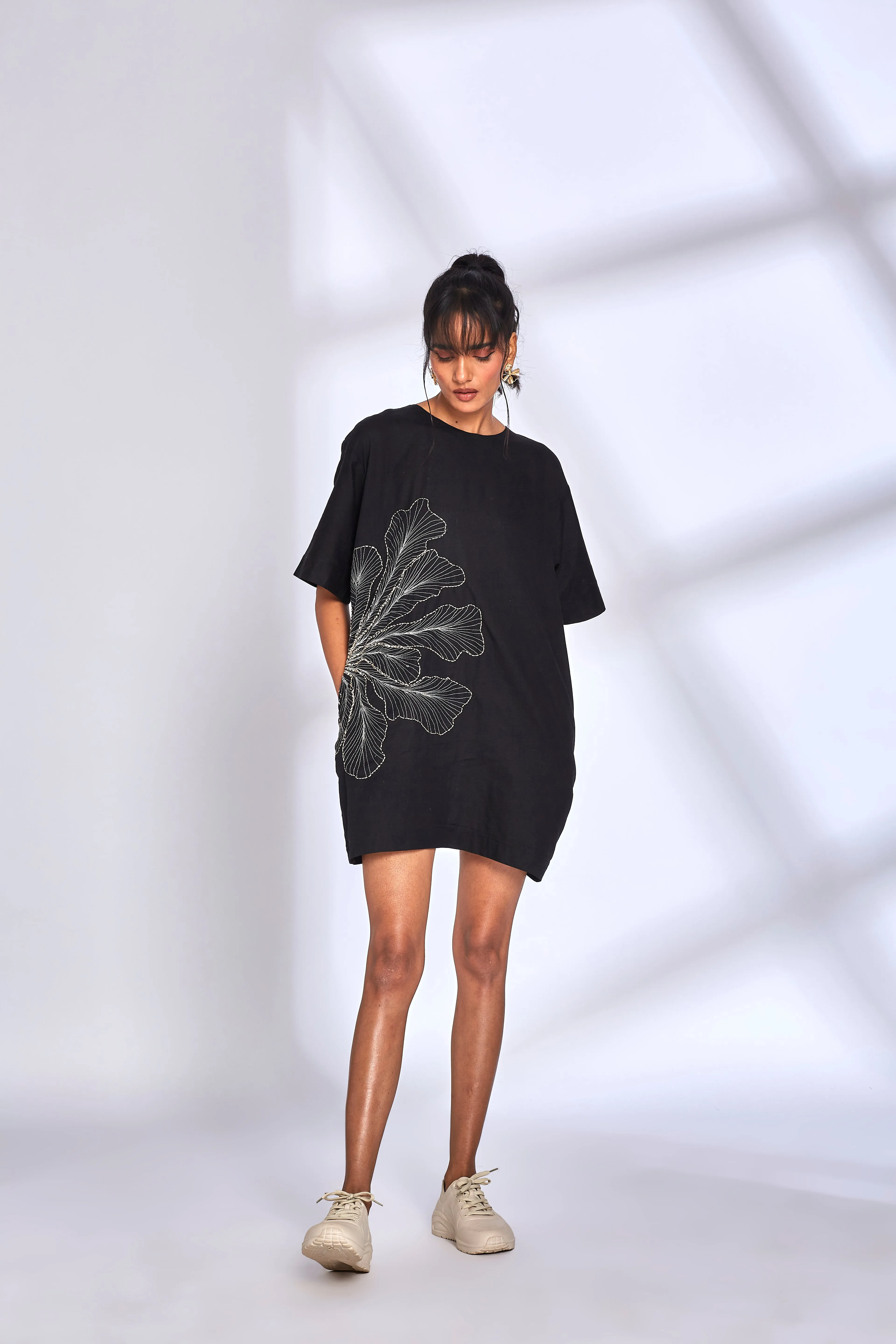 Black Embroidery Mini Dress