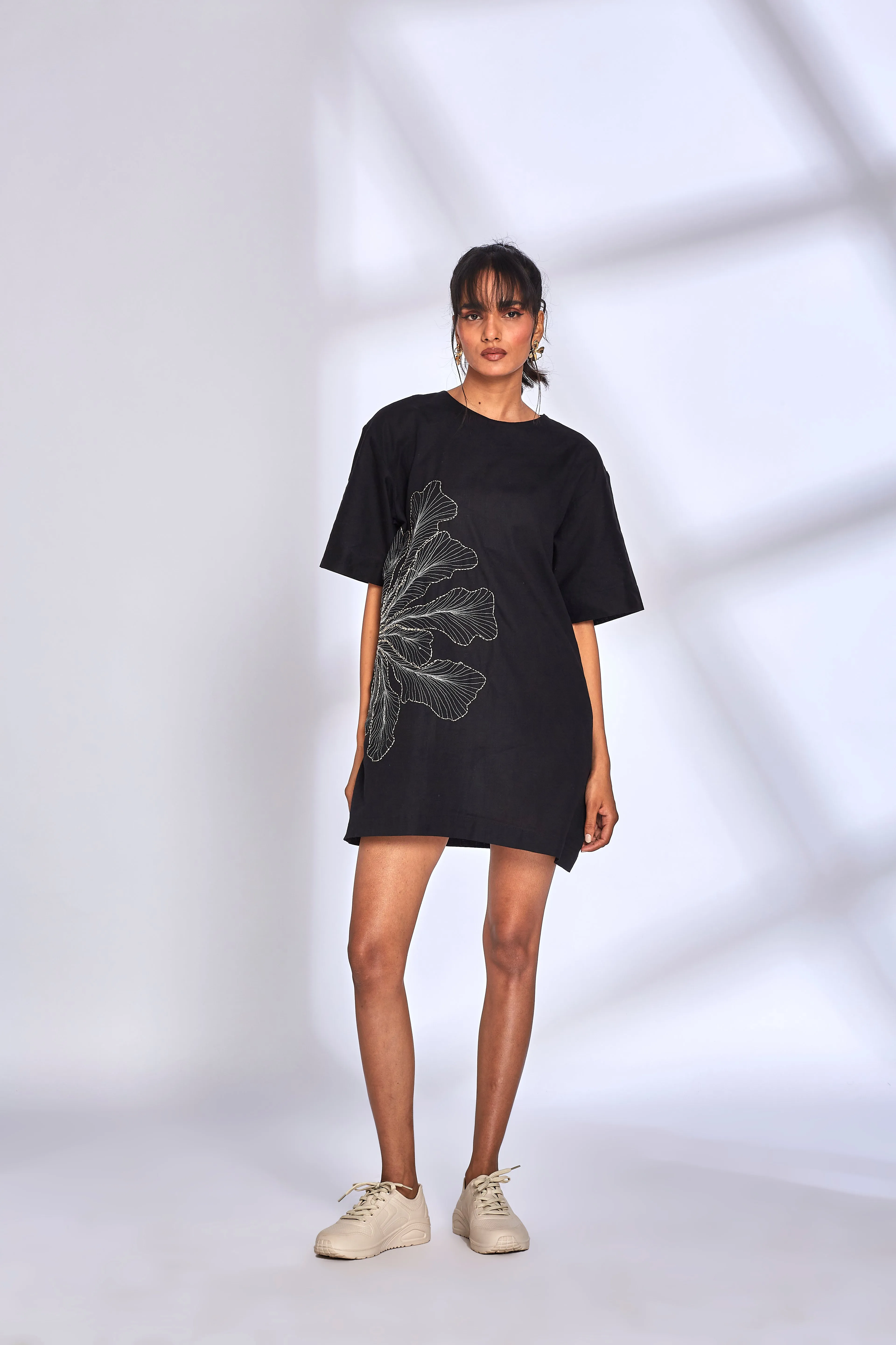 Black Embroidery Mini Dress