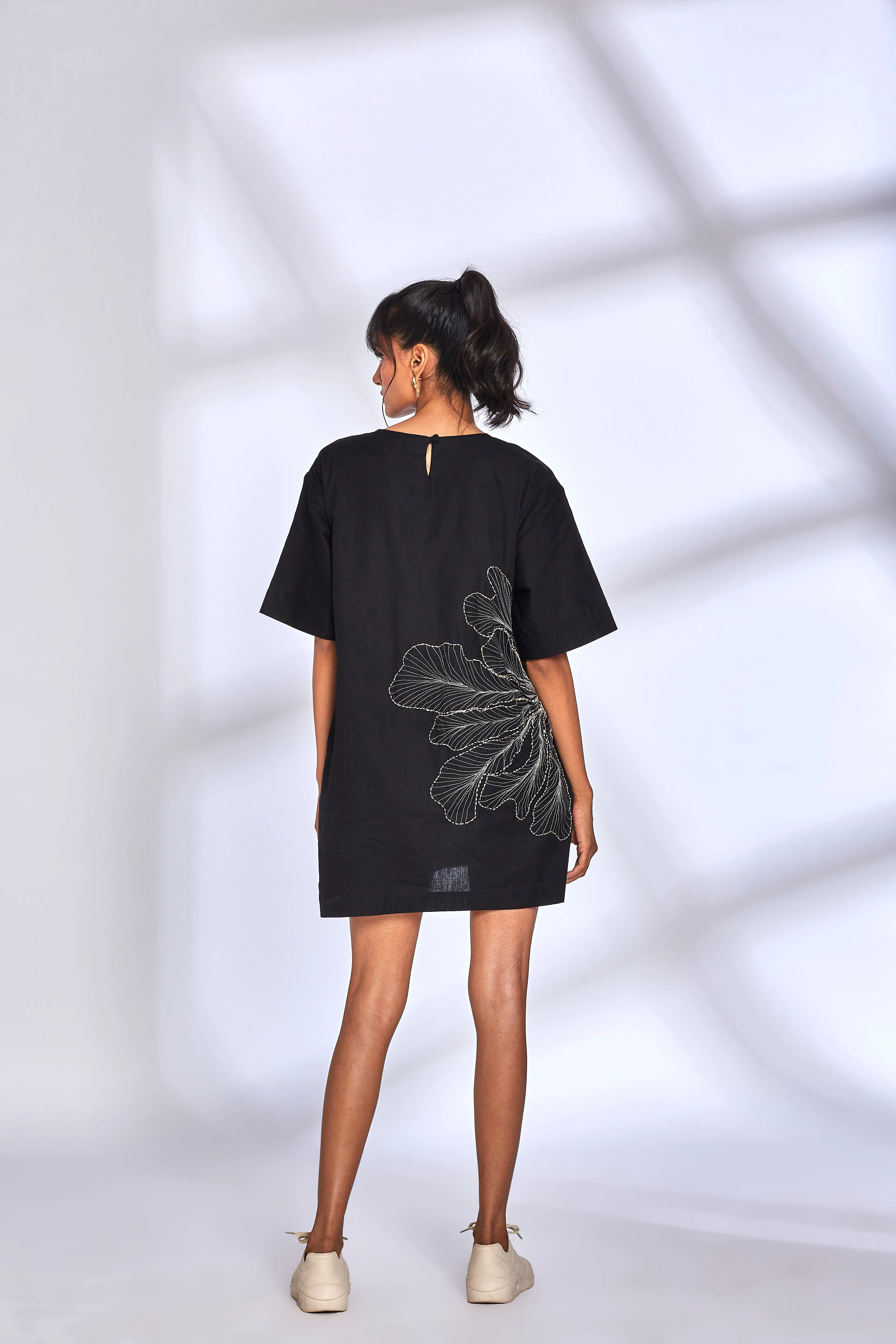 Black Embroidery Mini Dress
