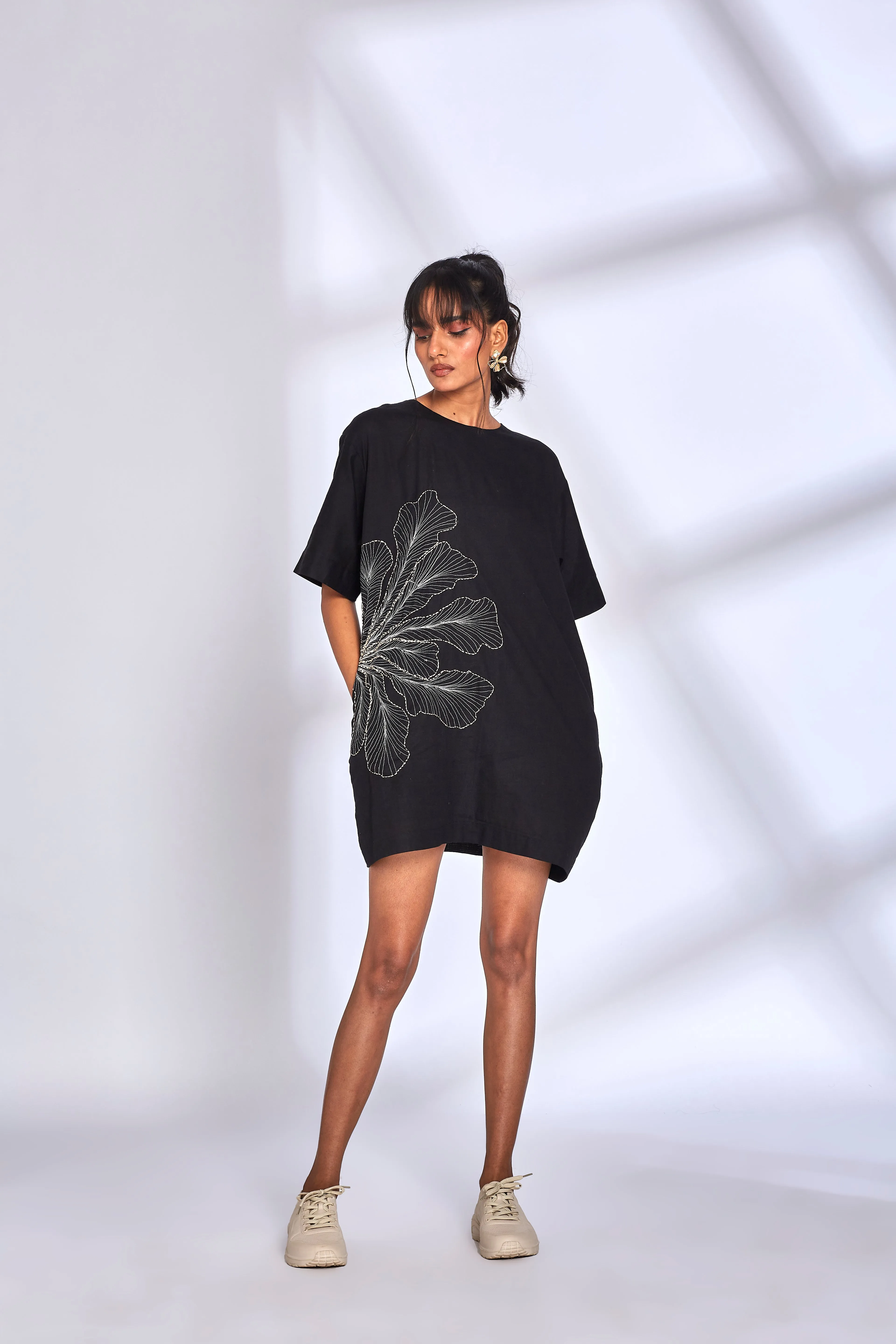 Black Embroidery Mini Dress