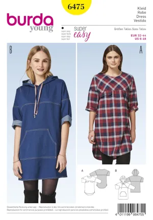 Burda Pattern 6475 Misses' Hooded Dress (6-18)