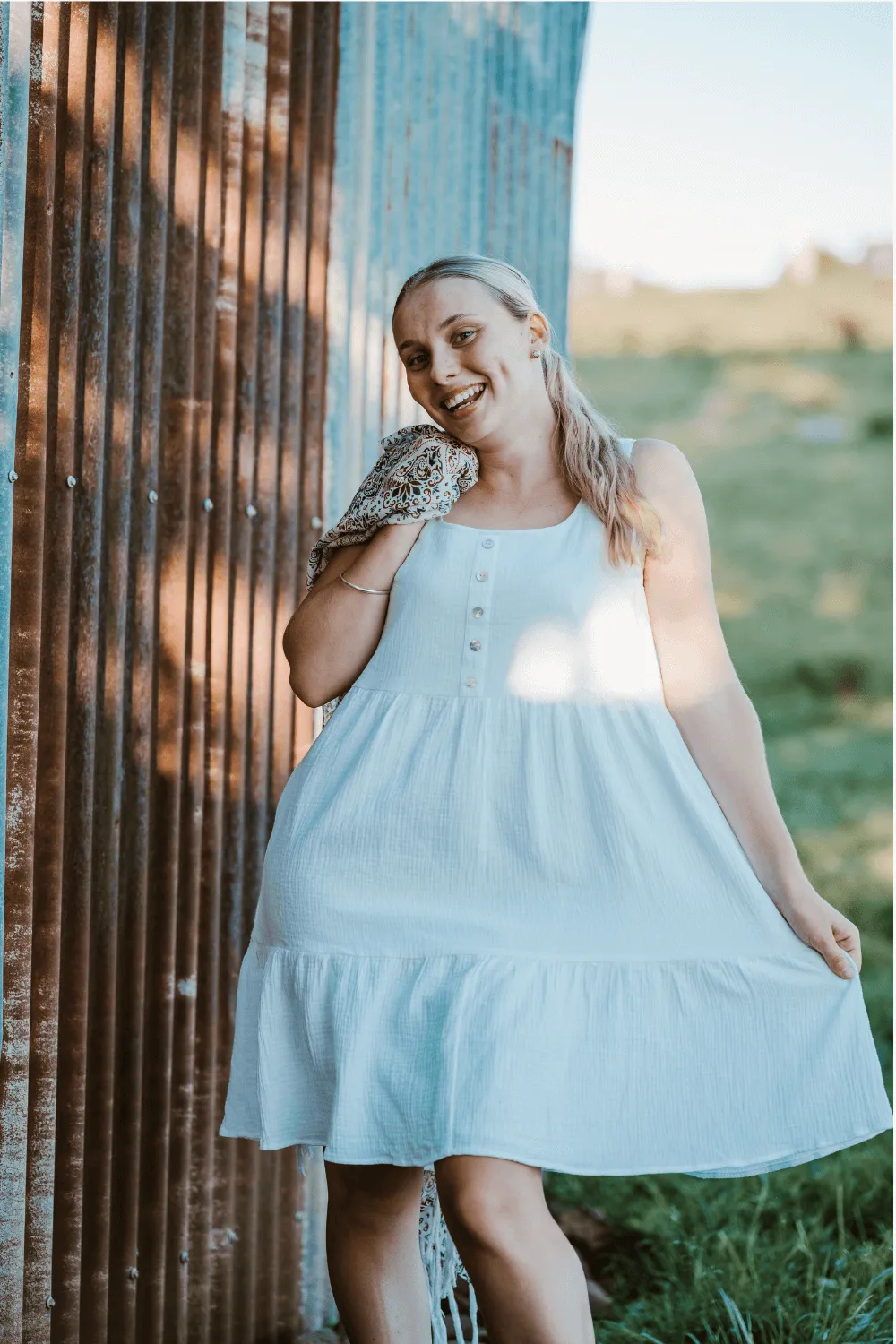 Button trim Cotton Dress