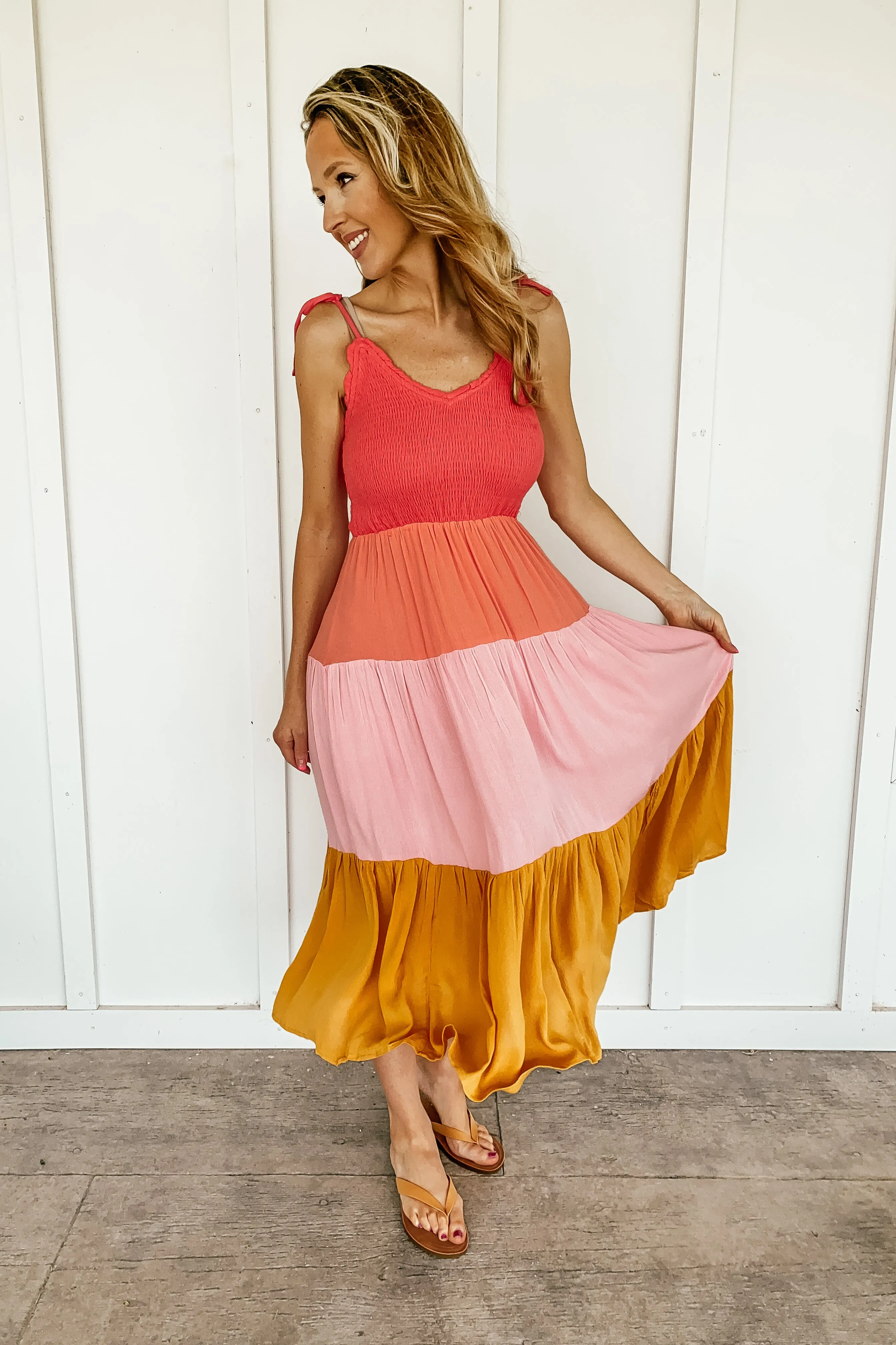 Callie Colorblock Midi Dress