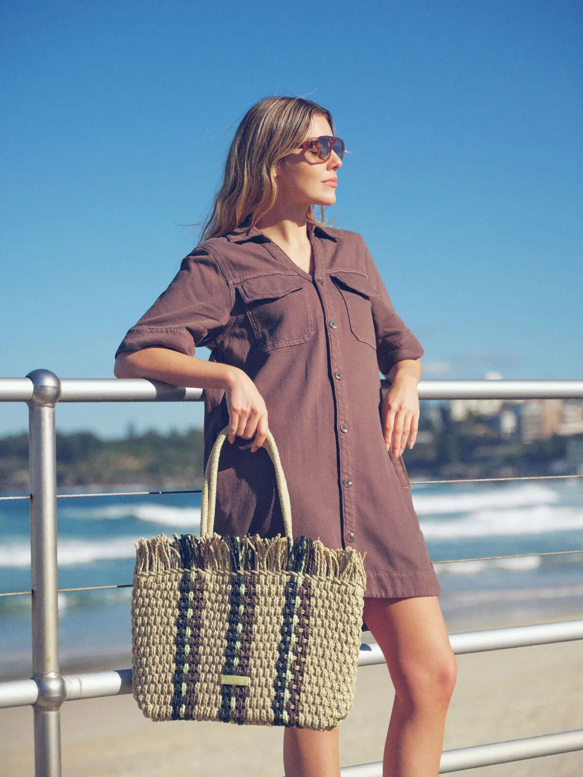 Ceres Life Relaxed Shirt Dress - mocha twill