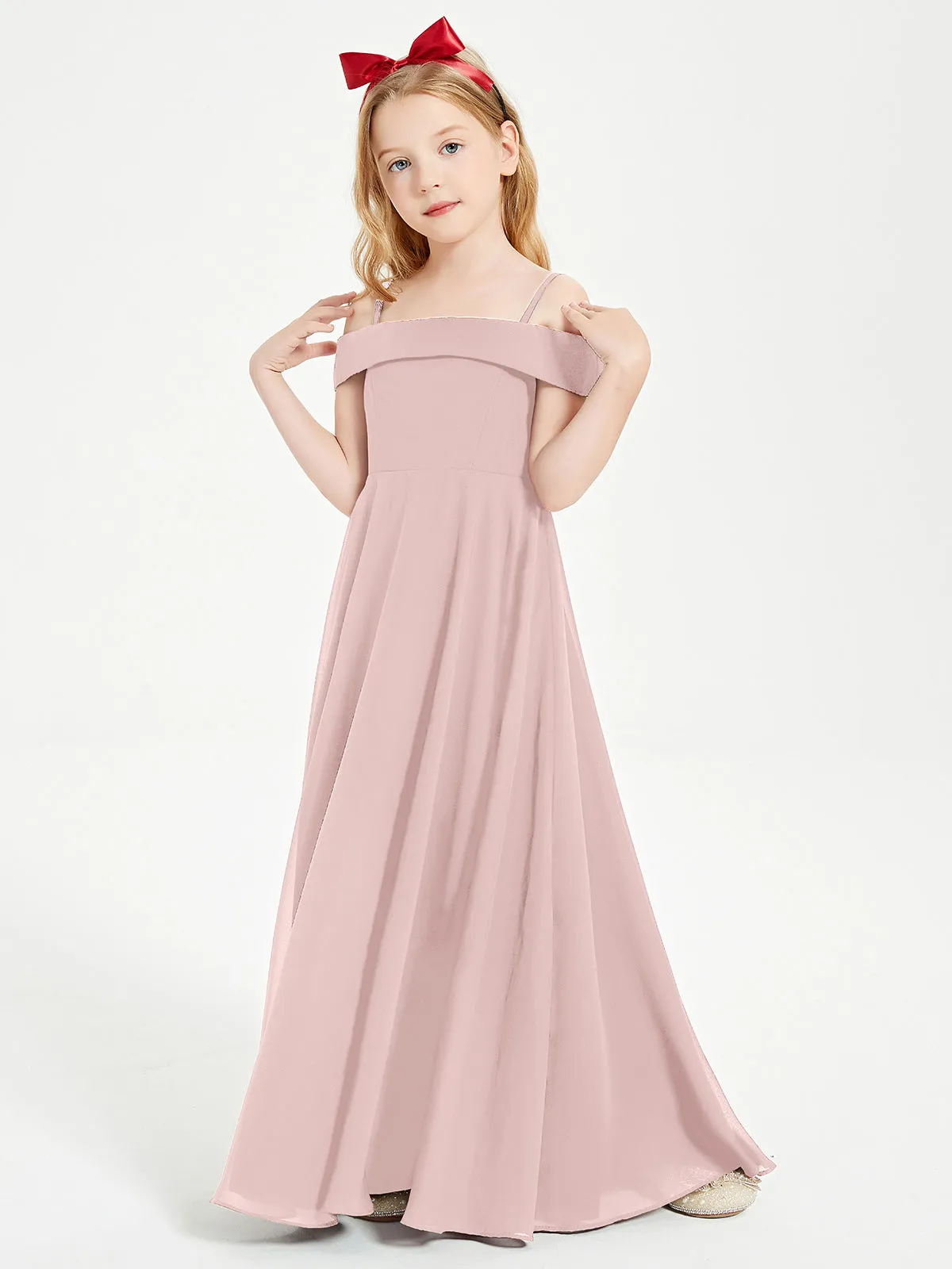 Chic Junior Bridesmaid Dresses Off the Shoulder Dusty Rose