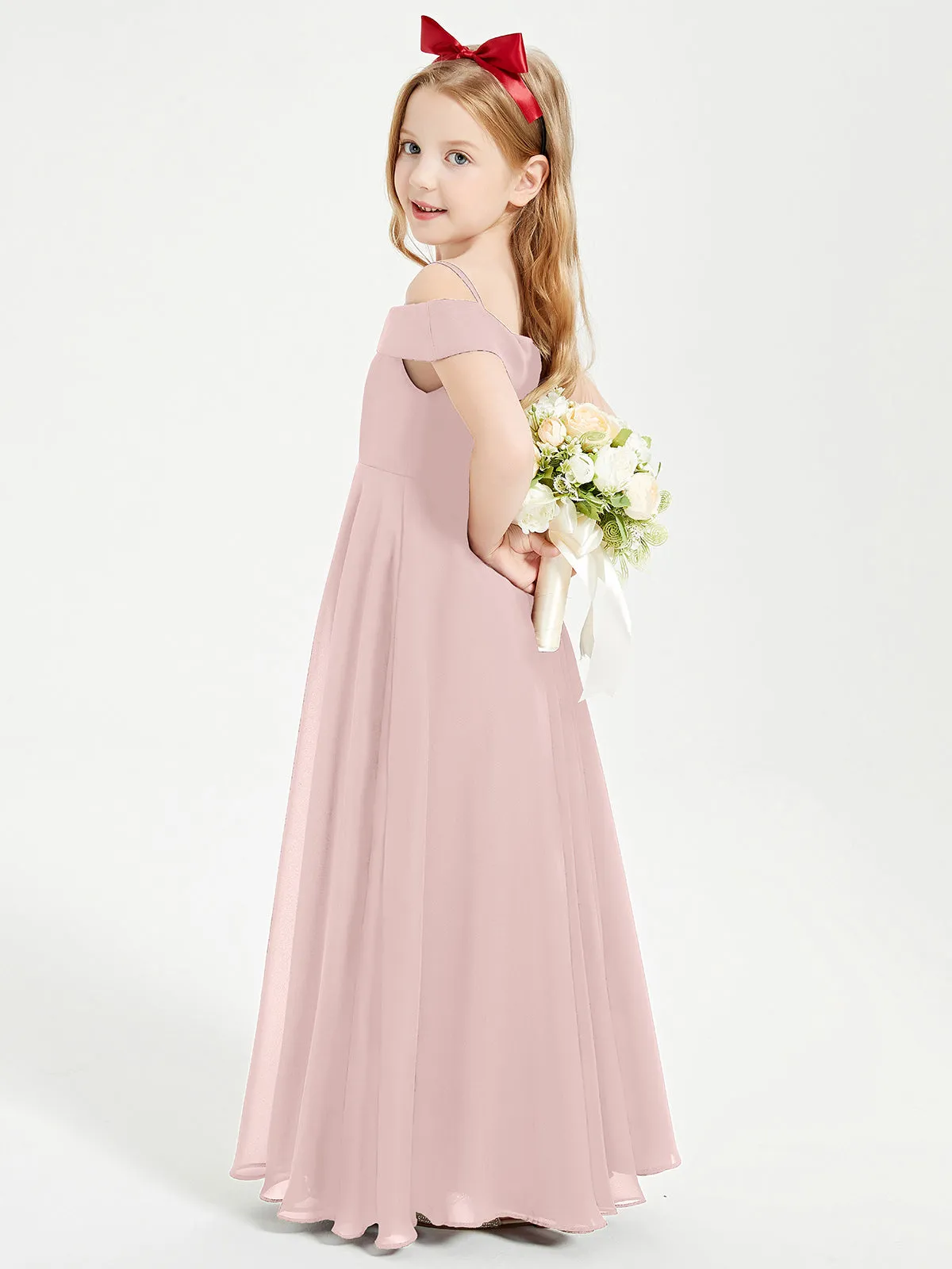 Chic Junior Bridesmaid Dresses Off the Shoulder Dusty Rose