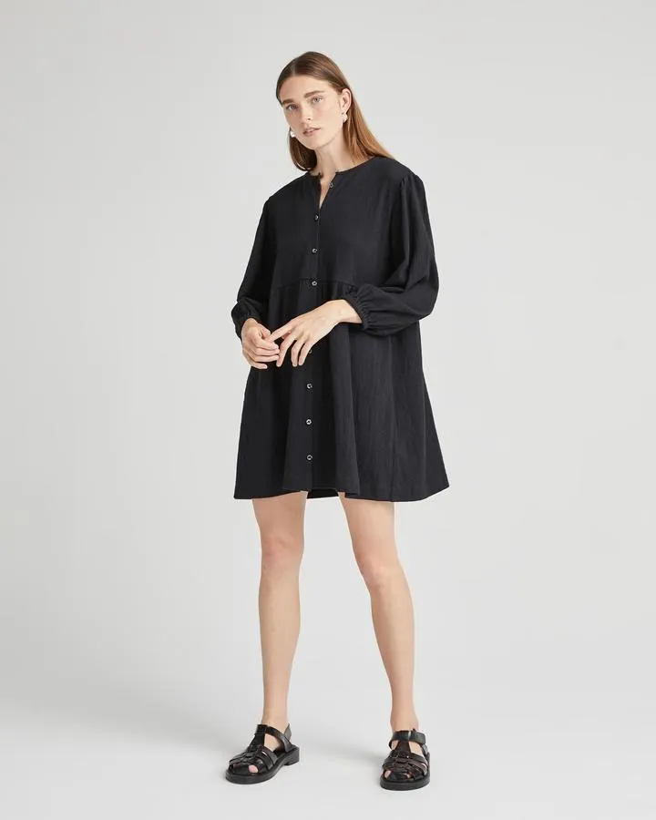 Cloud Button Up Dress (Black)