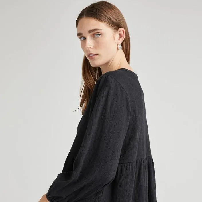 Cloud Button Up Dress (Black)