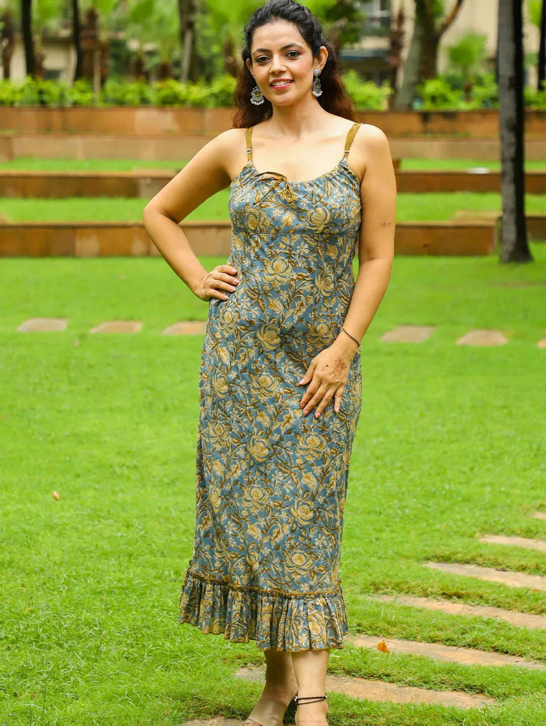 Connie Dress Indigo Mustard