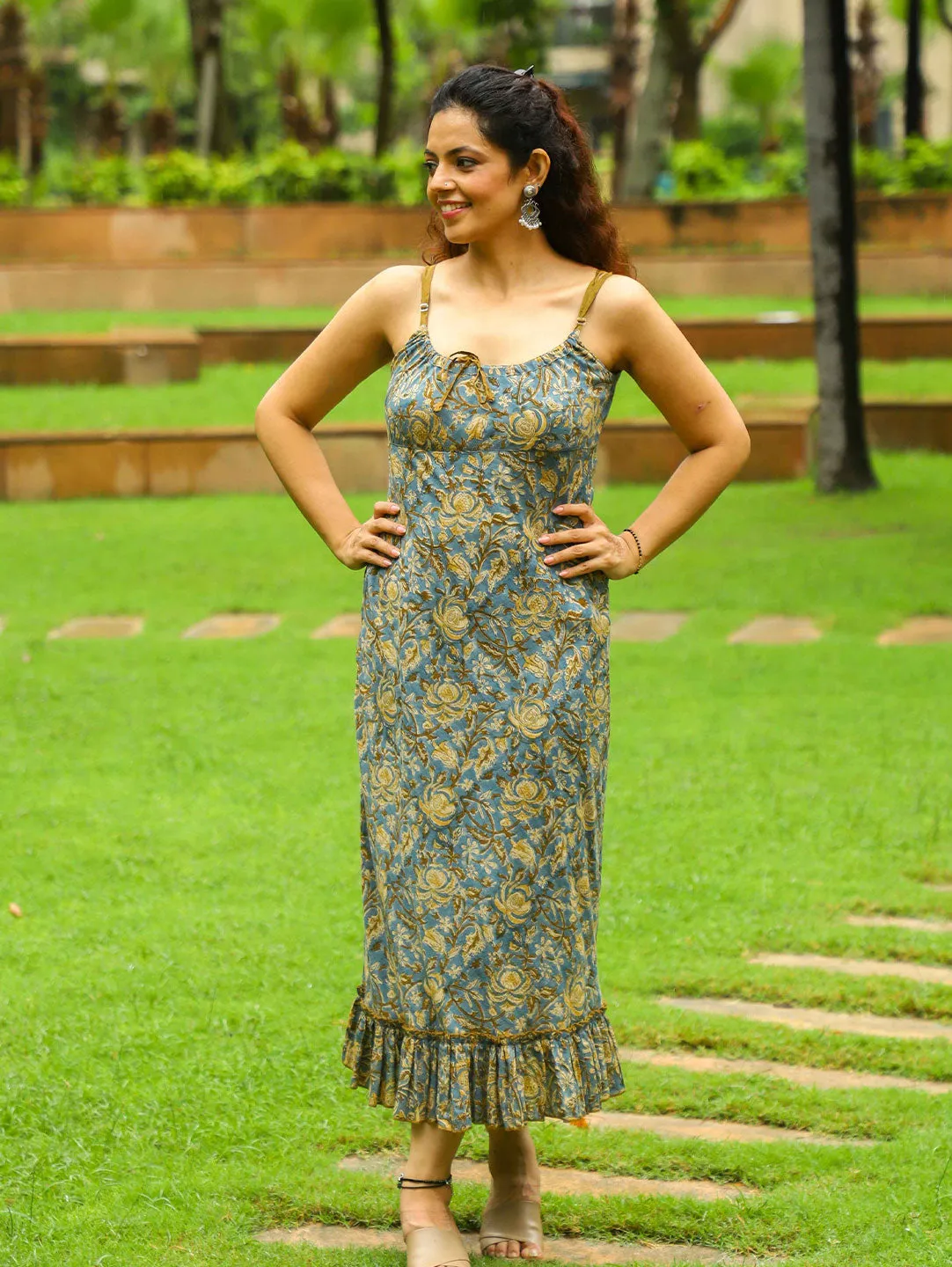 Connie Dress Indigo Mustard