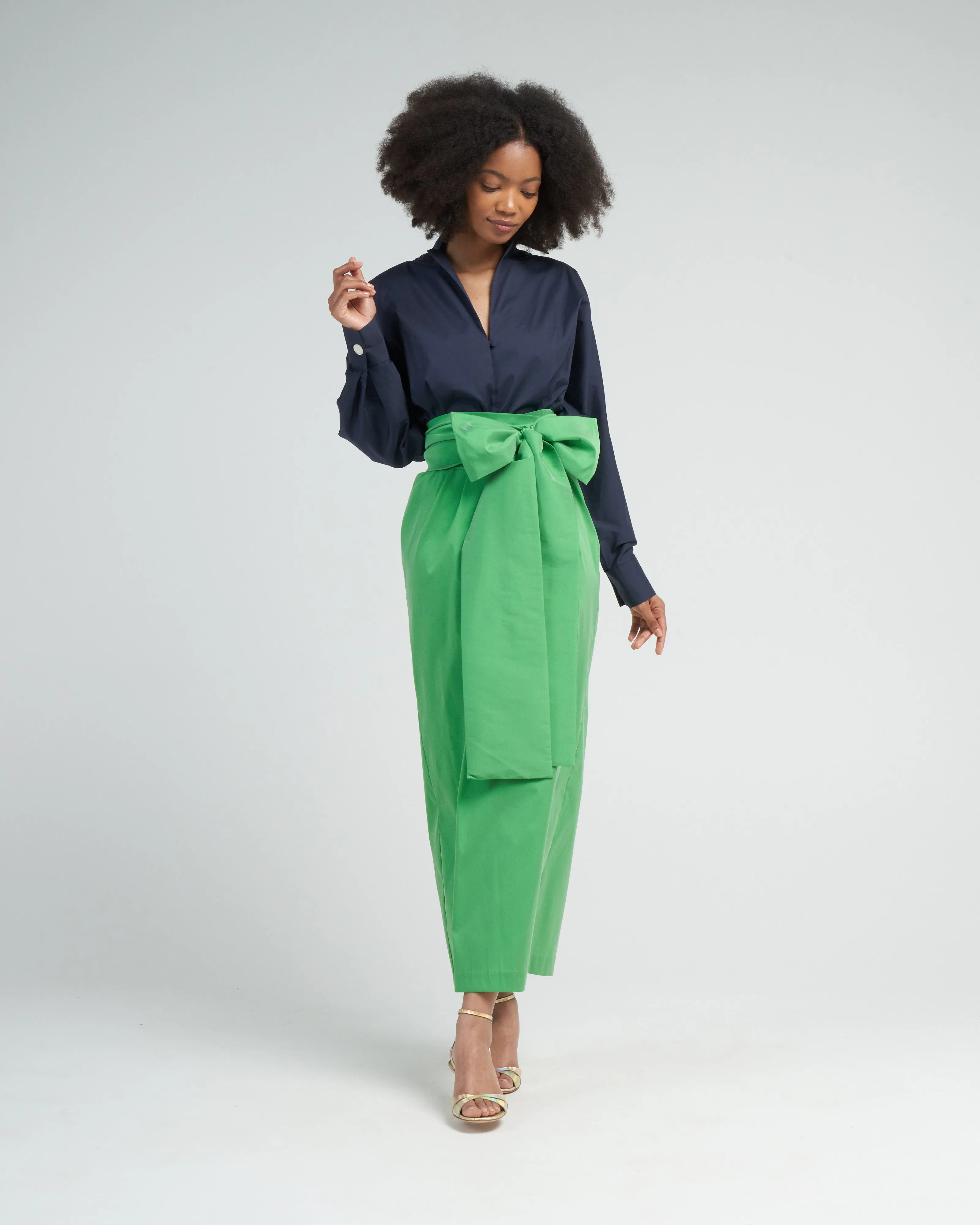 dress claire - midnight blue grass green