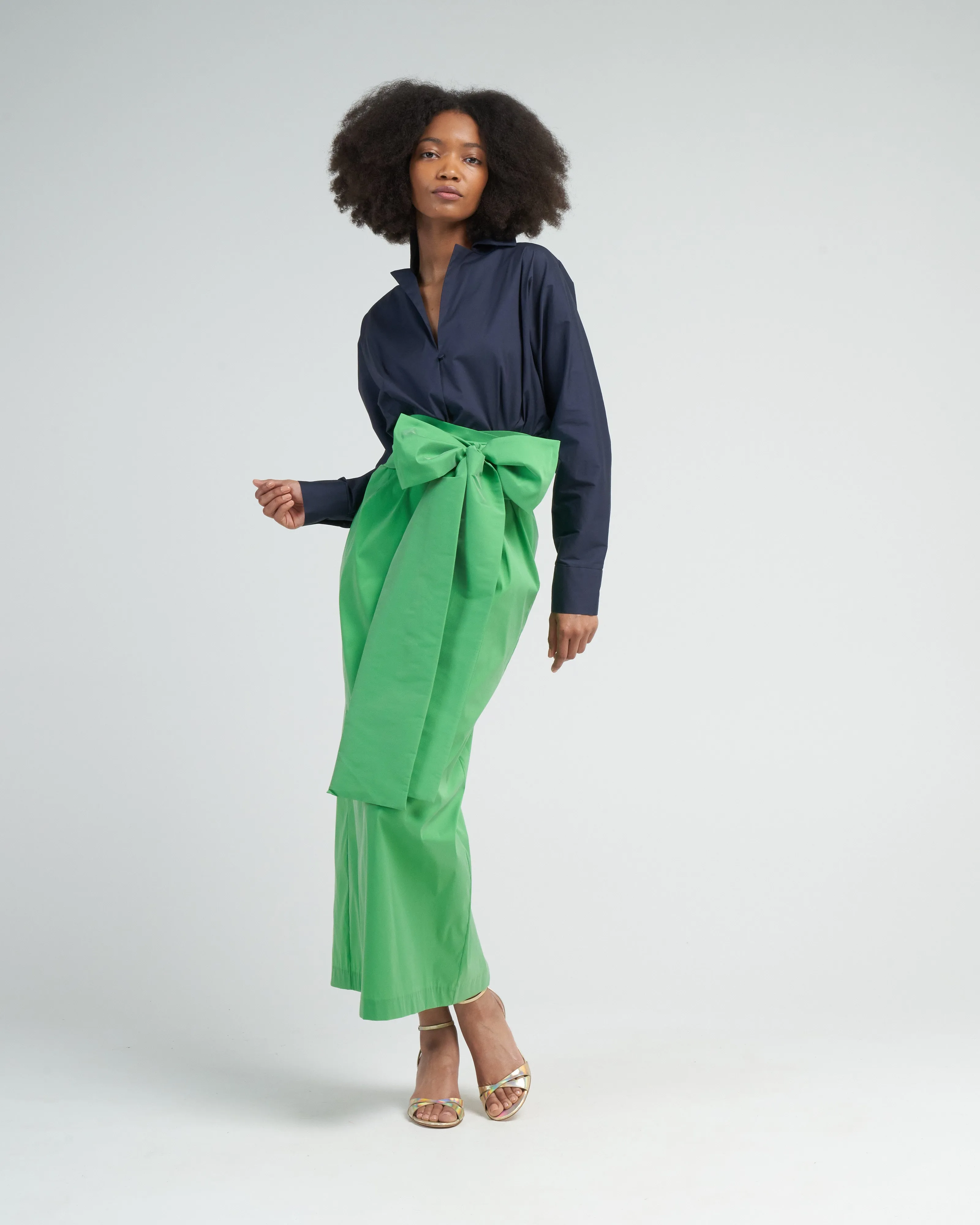 dress claire - midnight blue grass green