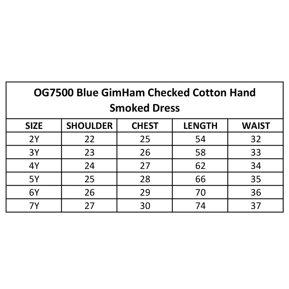 Eclat Bebe Gingham Checked Cotton Hand Smocked Dress - Blue (OG7500)