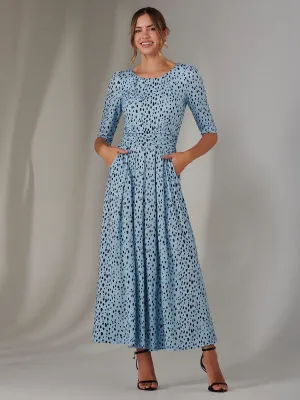 Enya 3/4 Sleeve Jersey Midaxi Dress, Blue Spot