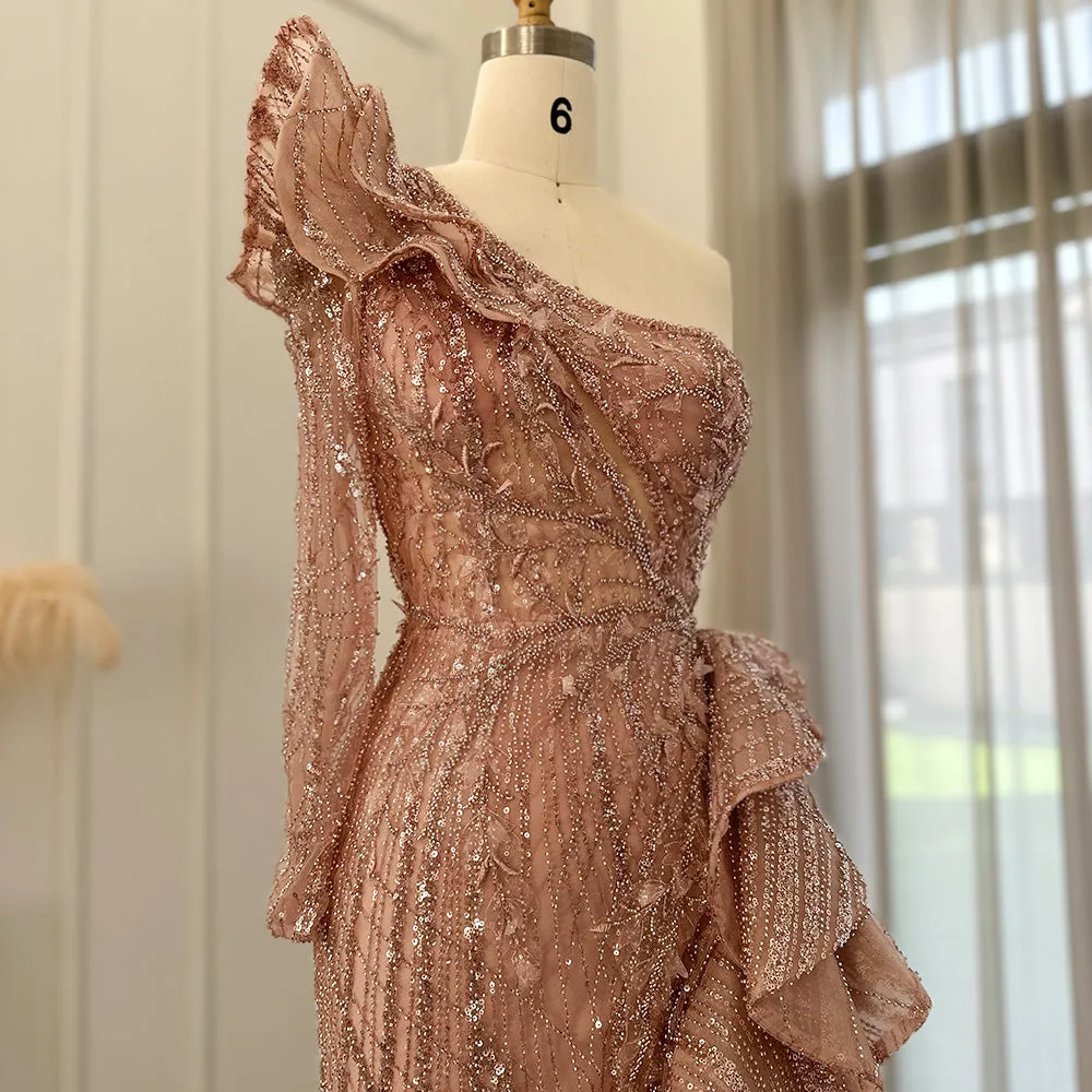 For Sale Fuchsia One Shoulder Slit Evening Dress SS360