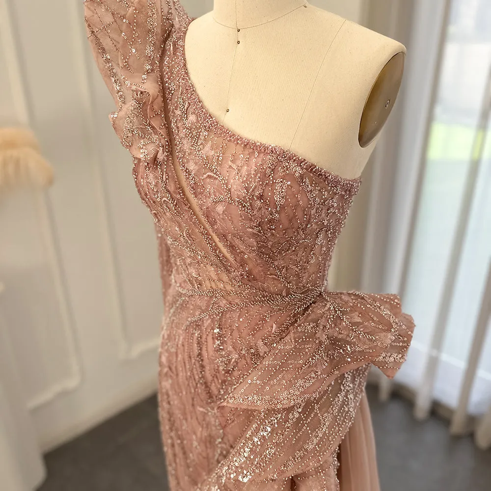 For Sale Fuchsia One Shoulder Slit Evening Dress SS360
