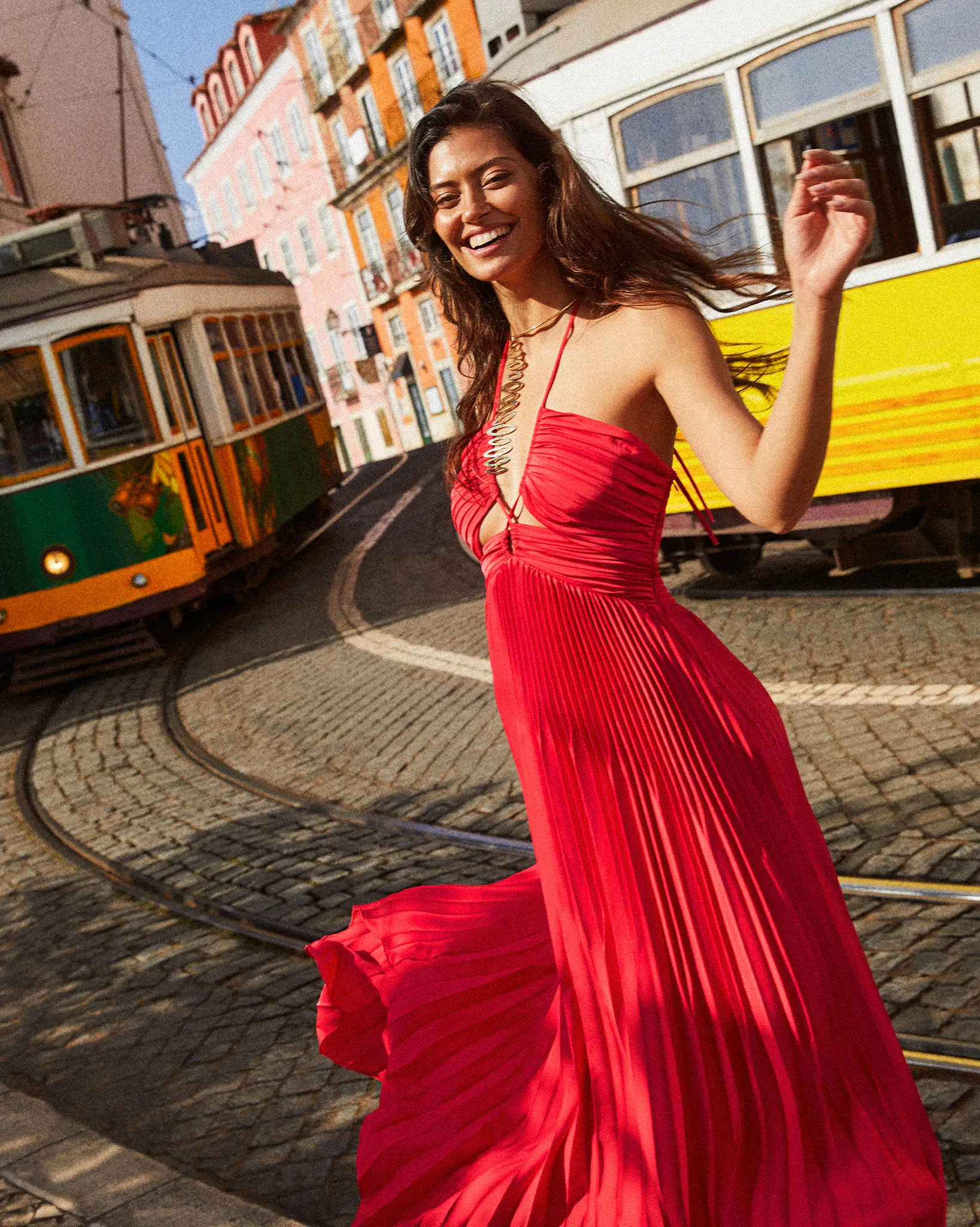 Geneva Pleated Halter Maxi Dress