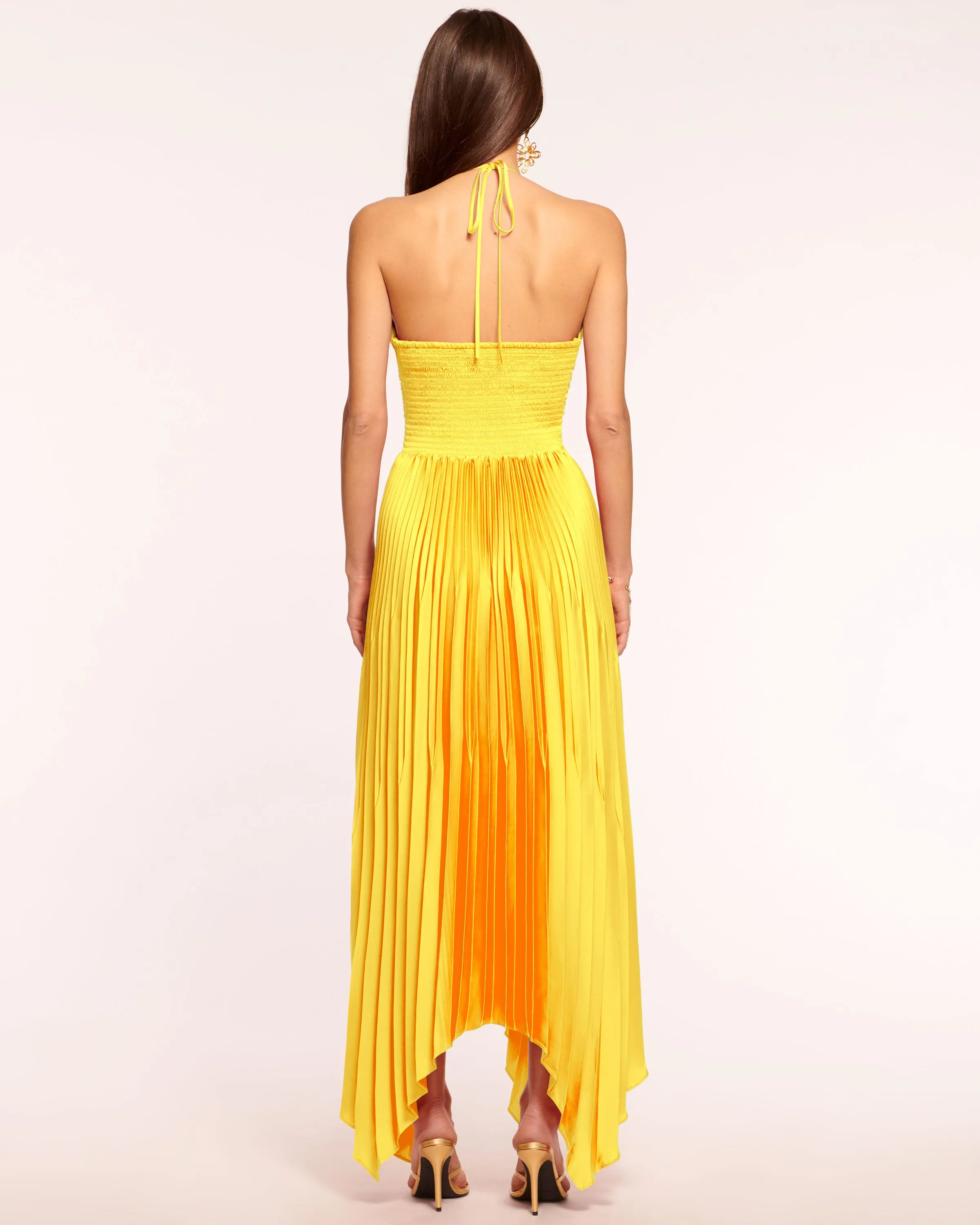 Geneva Pleated Halter Maxi Dress