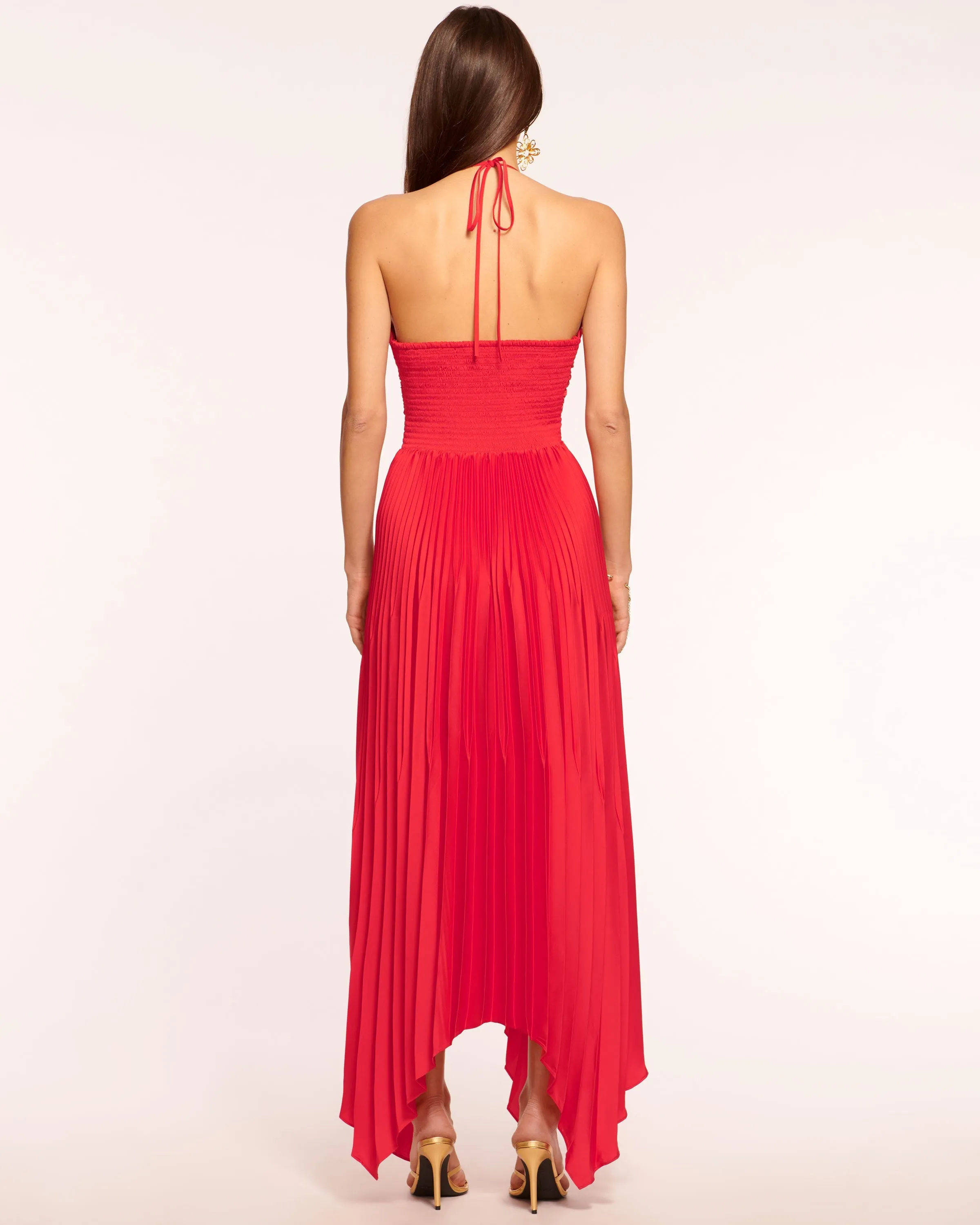 Geneva Pleated Halter Maxi Dress