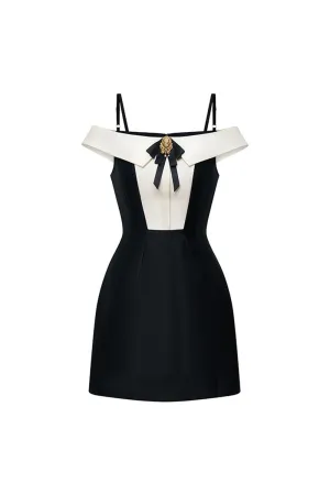 Germaine A-line Cold Shoulder Sleeved Taffeta Mini Dress