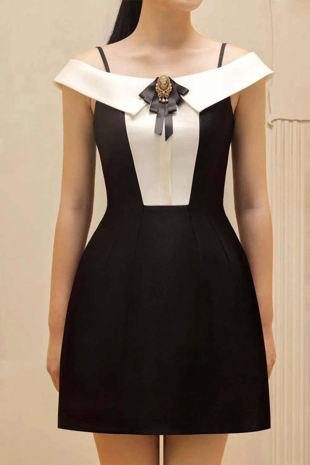 Germaine A-line Cold Shoulder Sleeved Taffeta Mini Dress