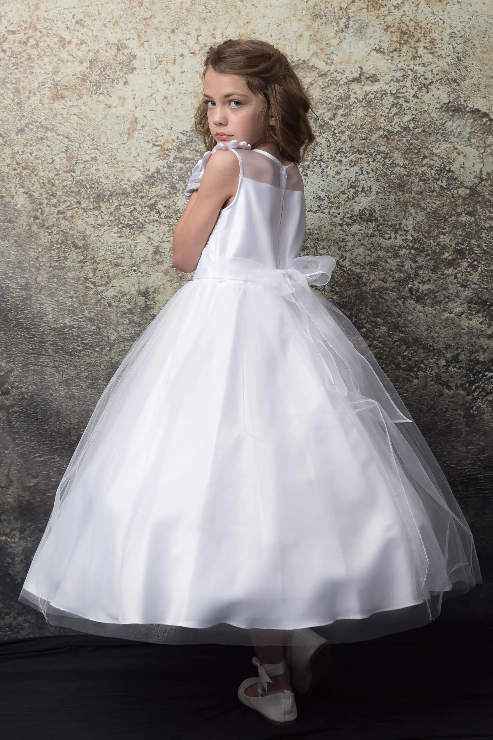 Gorgeous Scalloped Lace top First  Communion dress