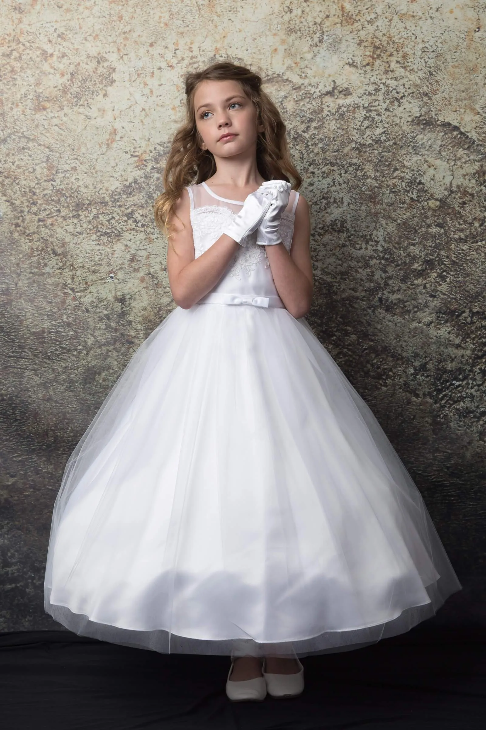 Gorgeous Scalloped Lace top First  Communion dress