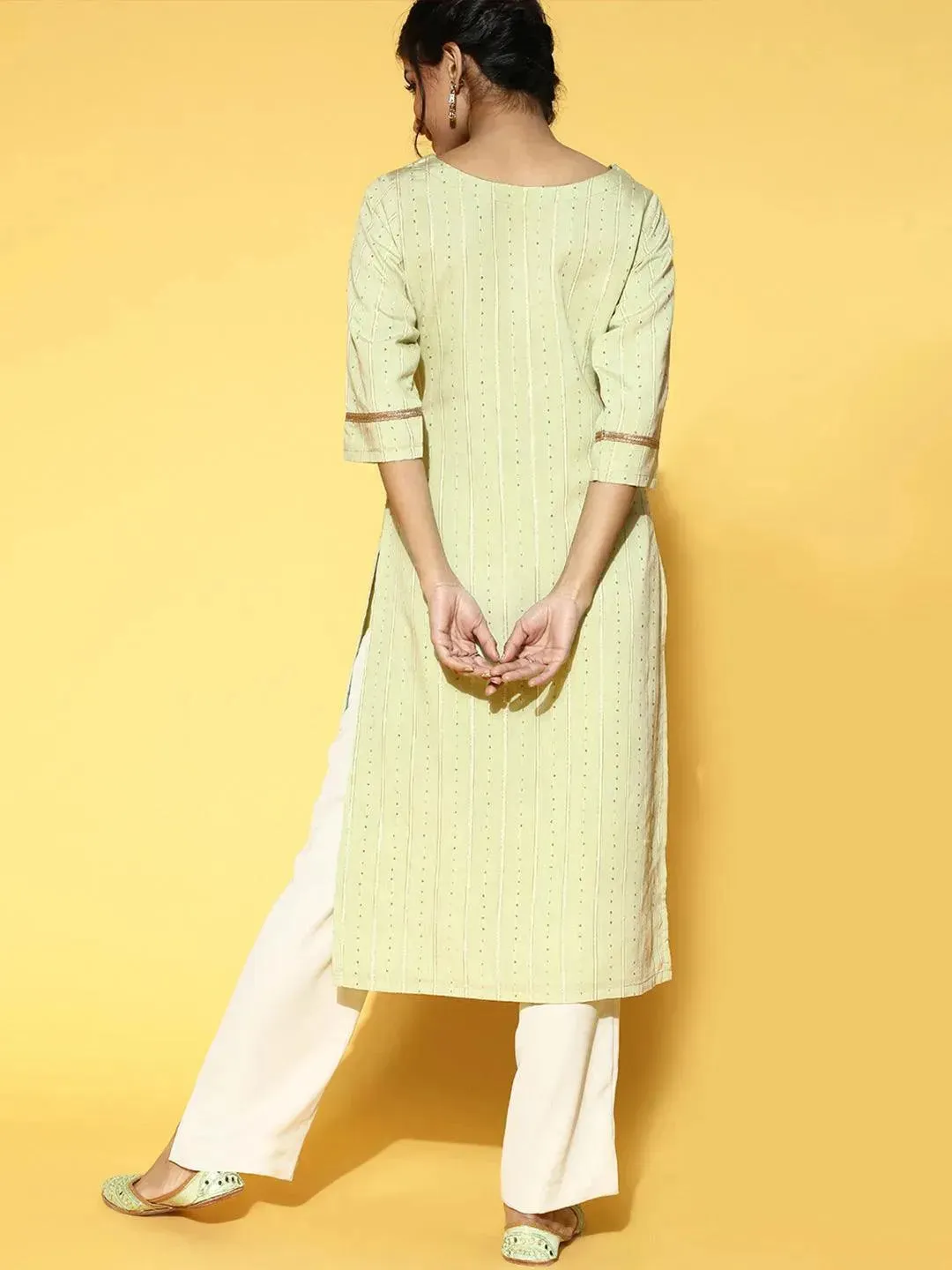 Green Embellished Chanderi Silk Kurta
