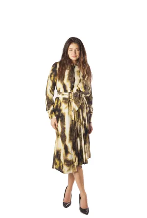 Half Pleated Tie Dye Dress w/ Belt