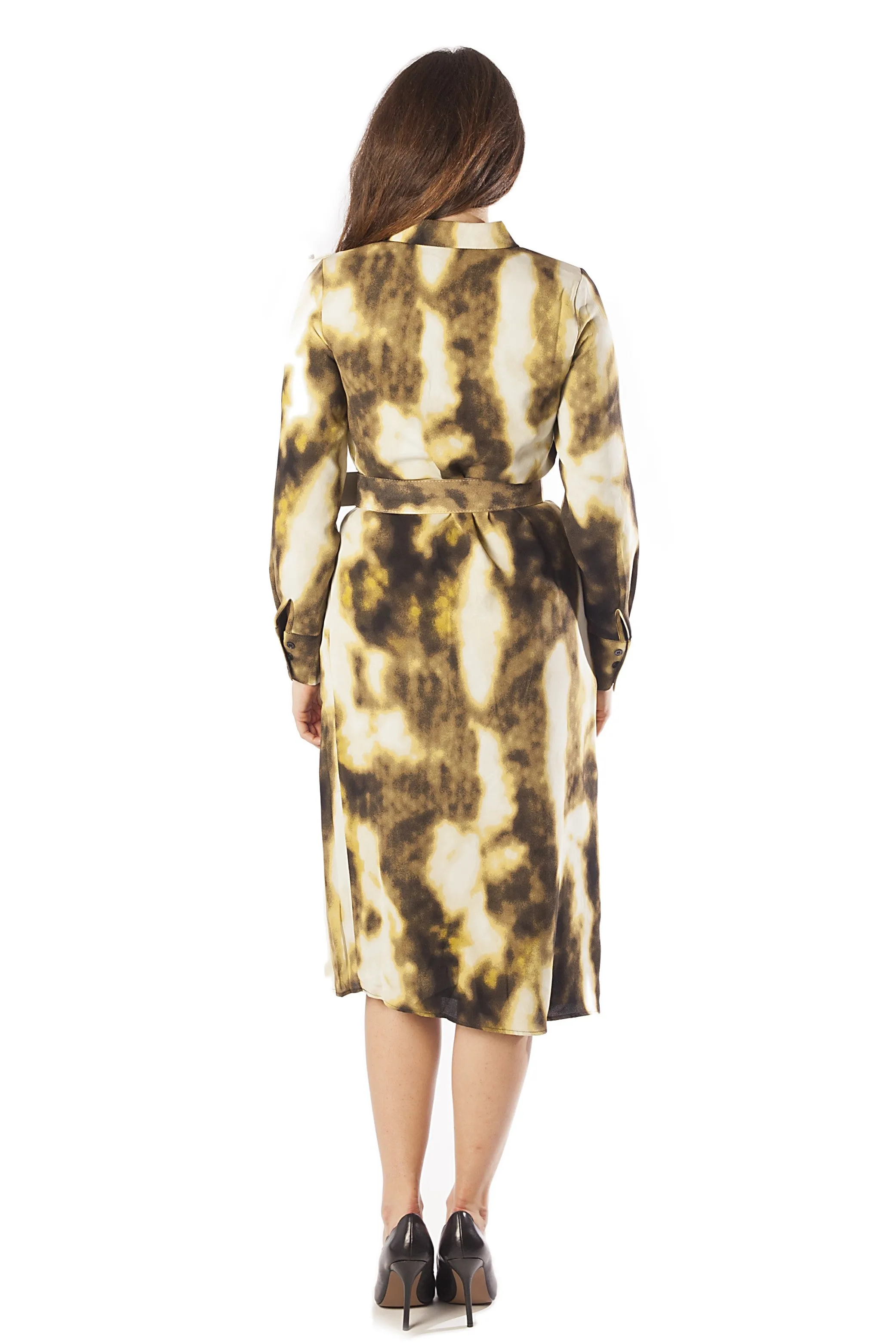 Half Pleated Tie Dye Dress w/ Belt